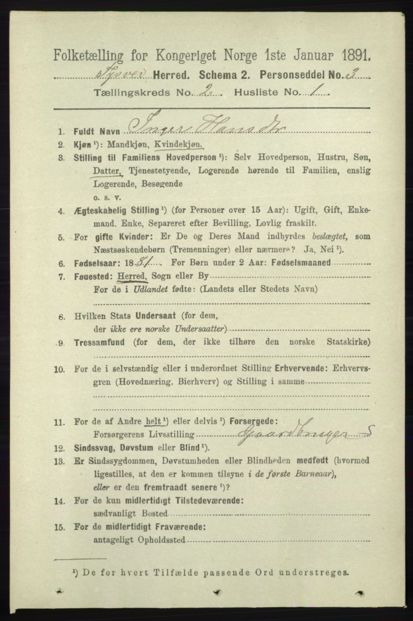 RA, 1891 census for 1146 Tysvær, 1891, p. 701