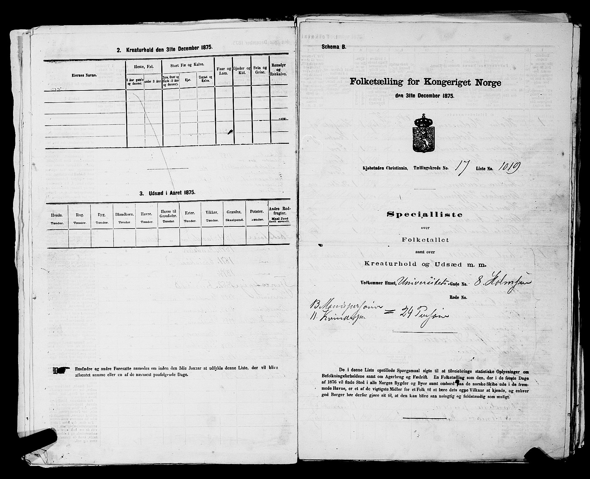 RA, 1875 census for 0301 Kristiania, 1875, p. 3210