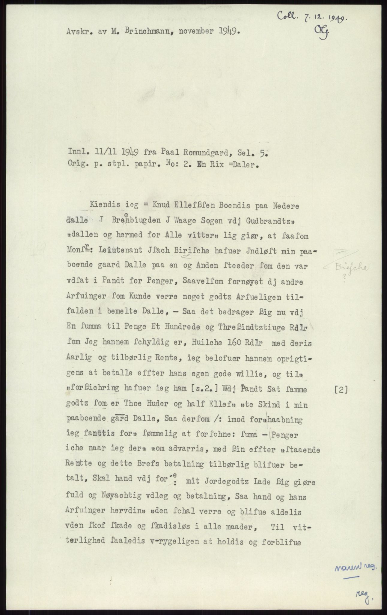 Samlinger til kildeutgivelse, Diplomavskriftsamlingen, RA/EA-4053/H/Ha, p. 3289