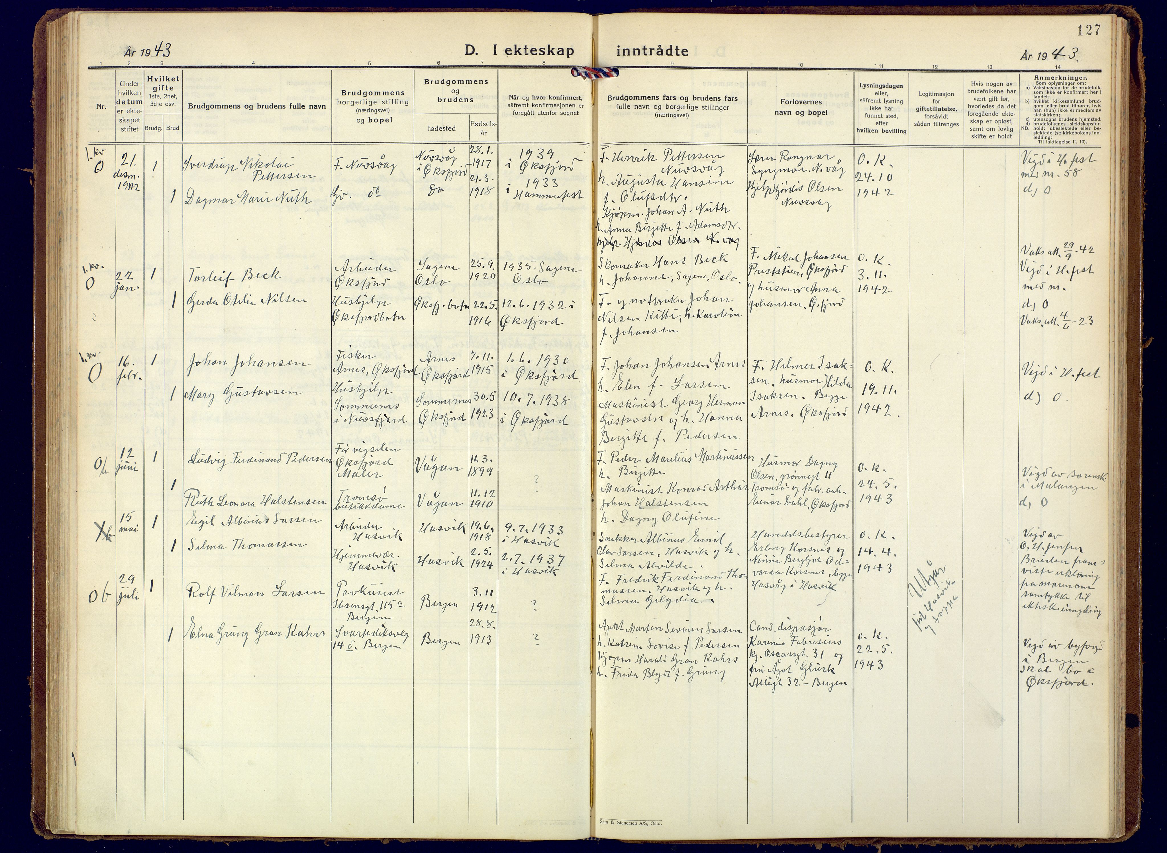 Loppa sokneprestkontor, AV/SATØ-S-1339/H/Ha/L0015kirke: Parish register (official) no. 15, 1933-1941, p. 127