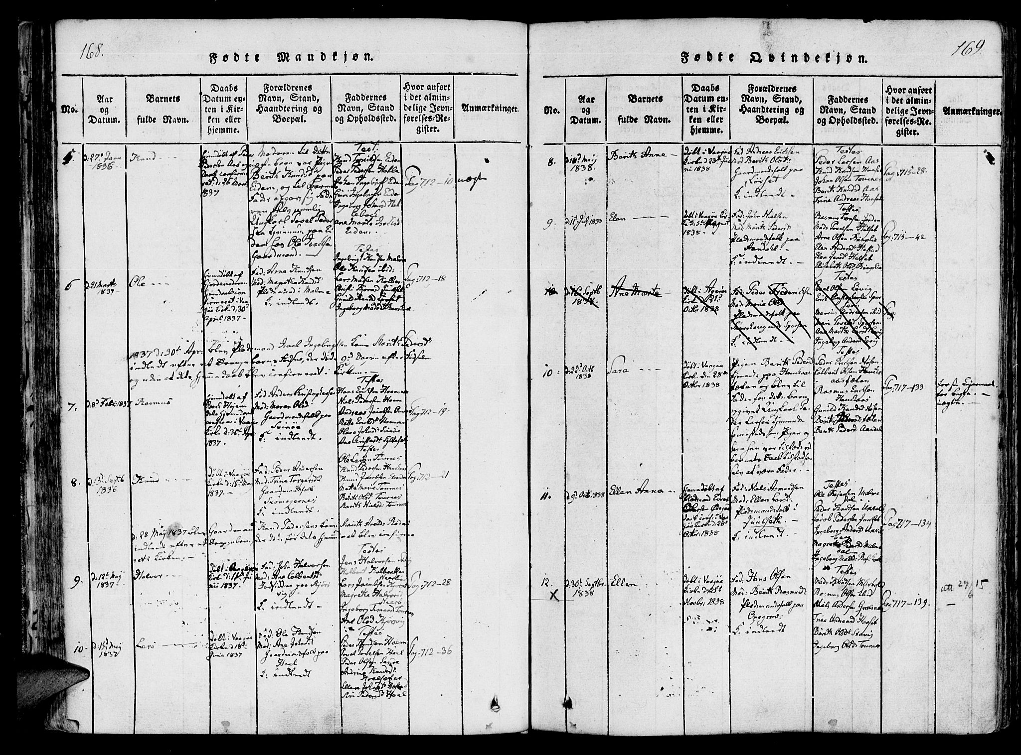 Ministerialprotokoller, klokkerbøker og fødselsregistre - Møre og Romsdal, AV/SAT-A-1454/565/L0747: Parish register (official) no. 565A01, 1817-1844, p. 168-169