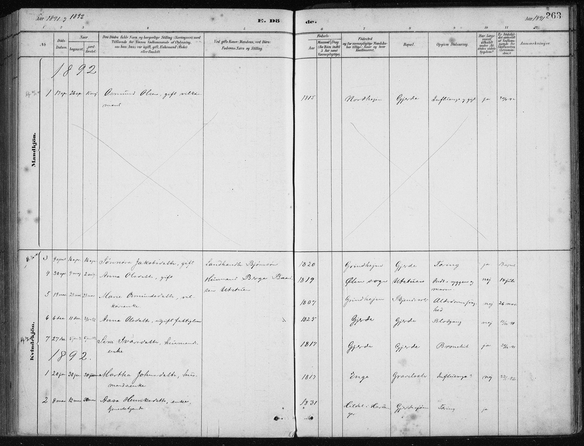 Etne sokneprestembete, AV/SAB-A-75001/H/Haa: Parish register (official) no. C  1, 1879-1919, p. 263