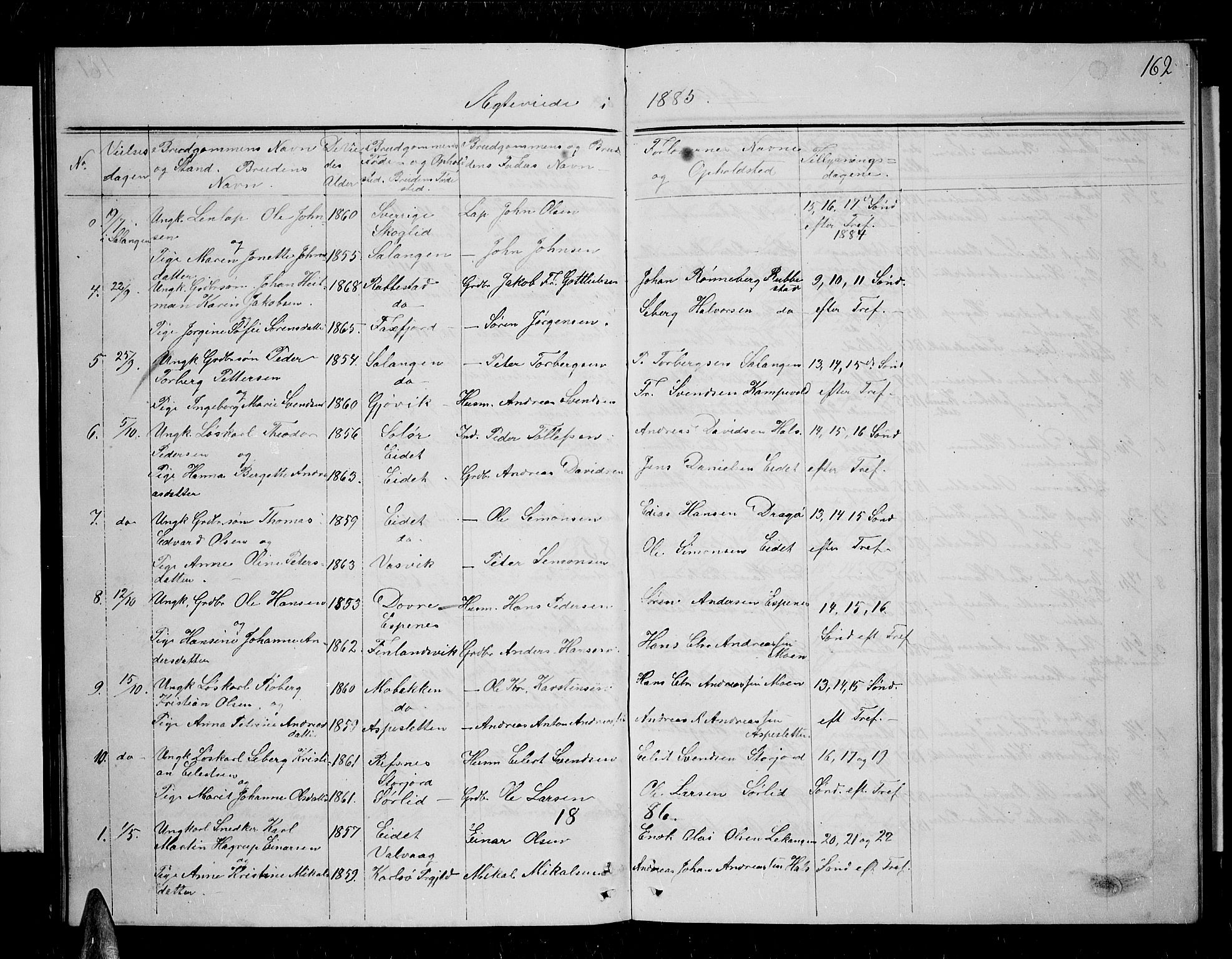 Tranøy sokneprestkontor, SATØ/S-1313/I/Ia/Iab/L0003klokker: Parish register (copy) no. 3, 1861-1887, p. 162