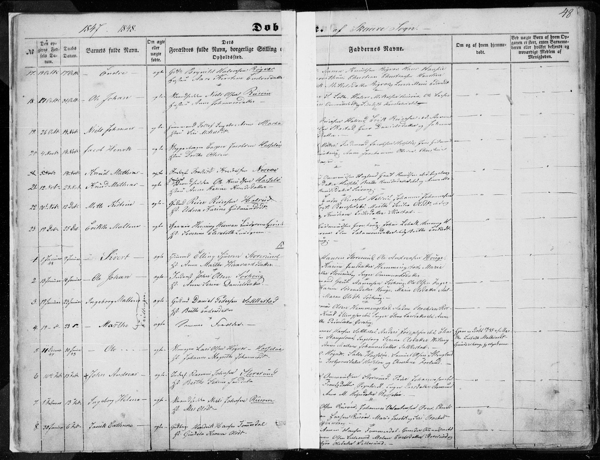 Torvastad sokneprestkontor, AV/SAST-A -101857/H/Ha/Haa/L0009: Parish register (official) no. A 9, 1847-1856, p. 48