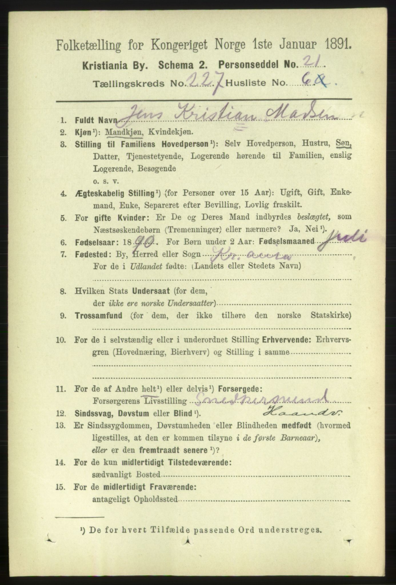 RA, 1891 census for 0301 Kristiania, 1891, p. 138701