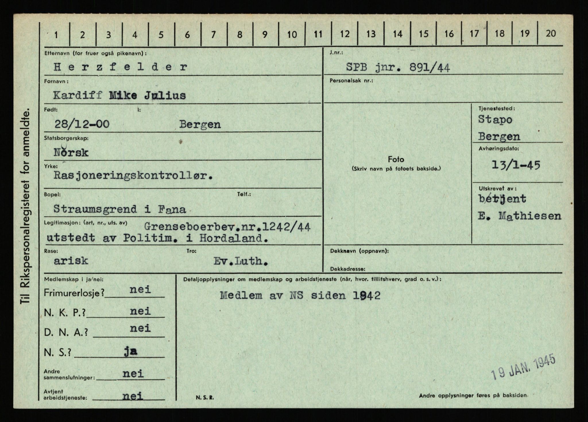 Statspolitiet - Hovedkontoret / Osloavdelingen, AV/RA-S-1329/C/Ca/L0006: Hanche - Hokstvedt, 1943-1945, p. 4076