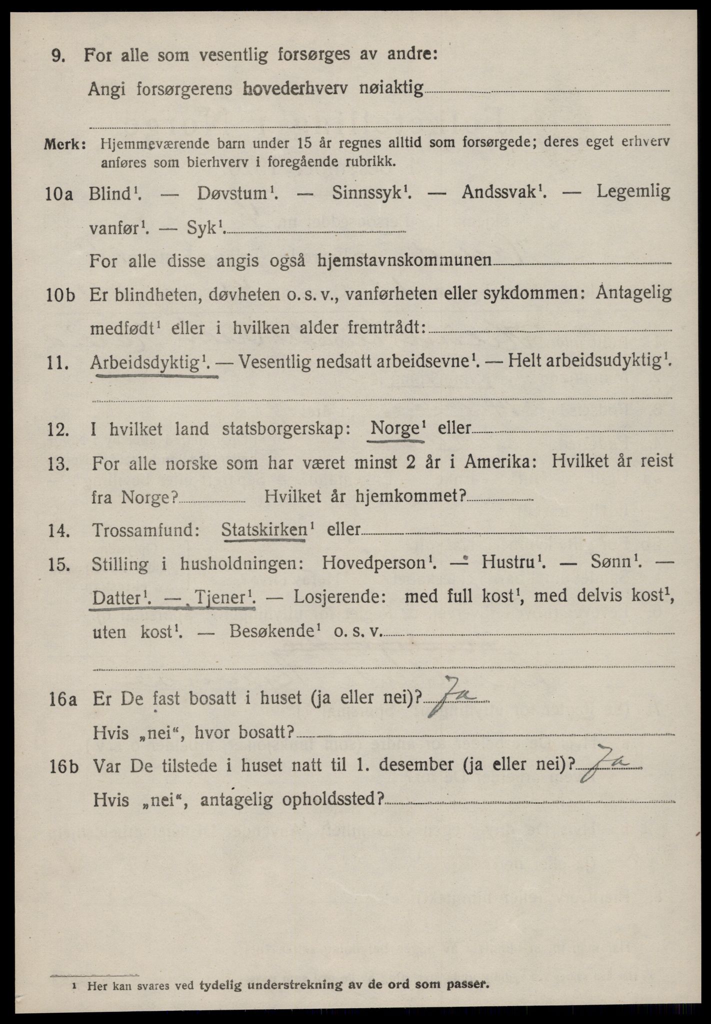 SAT, 1920 census for Hareid, 1920, p. 3166