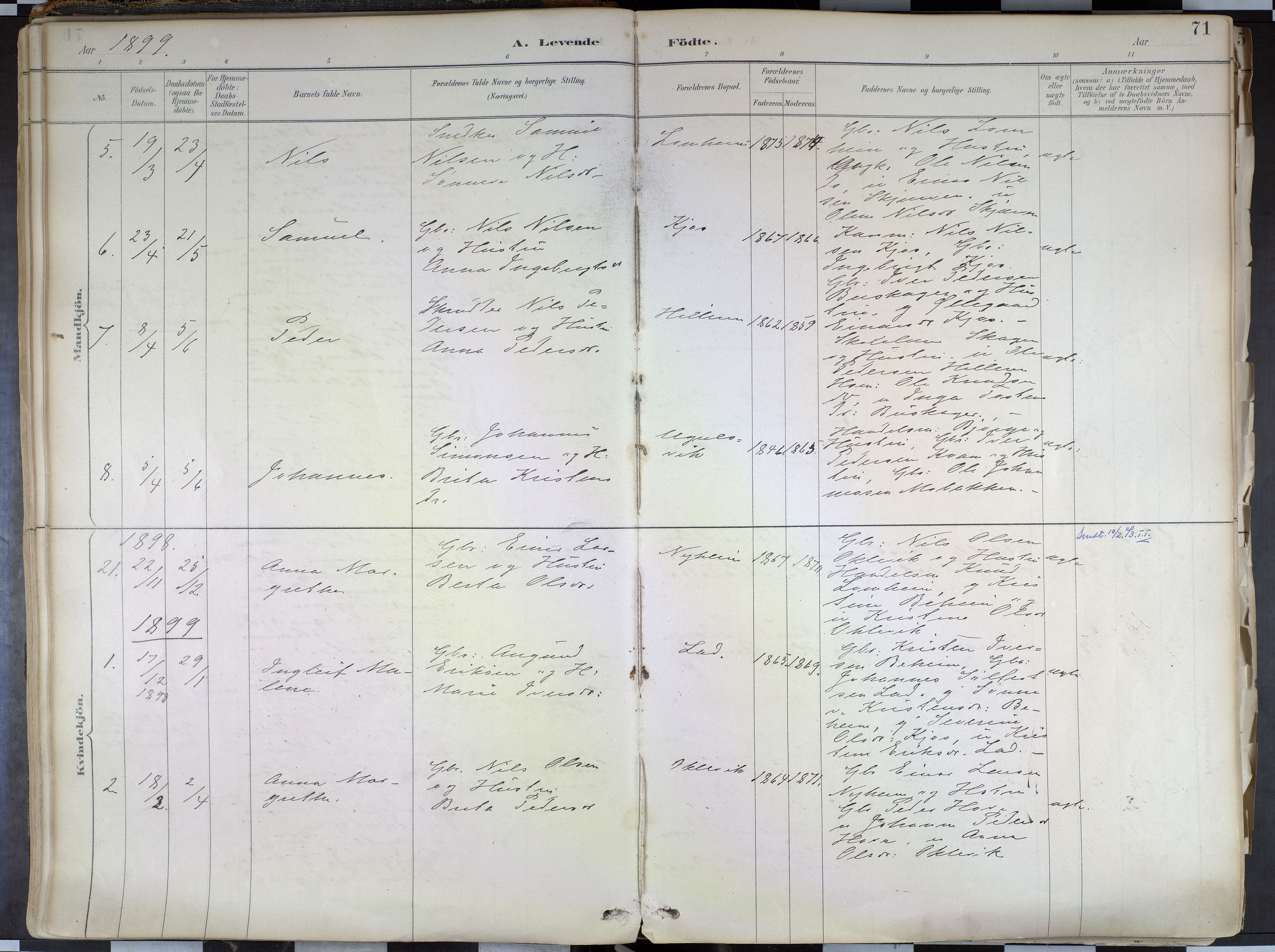 Hafslo sokneprestembete, AV/SAB-A-80301/H/Haa/Haab/L0001: Parish register (official) no. B 1, 1886-1945, p. 71