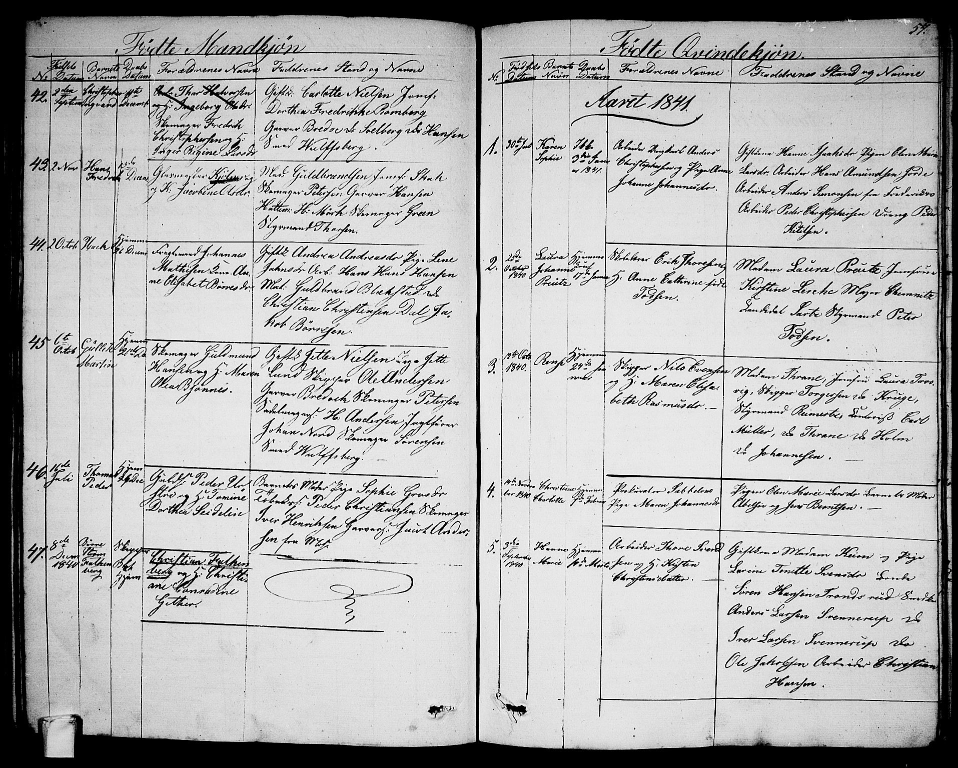 Larvik kirkebøker, SAKO/A-352/G/Ga/L0003a: Parish register (copy) no. I 3A, 1830-1870, p. 57