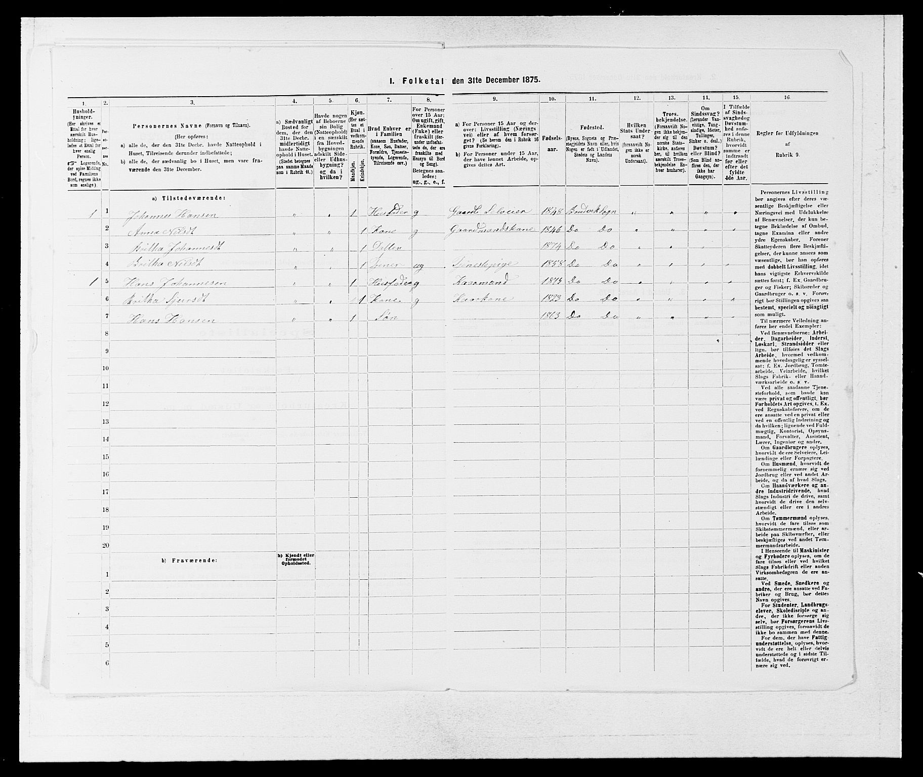 SAB, 1875 census for 1251P Bruvik, 1875, p. 95