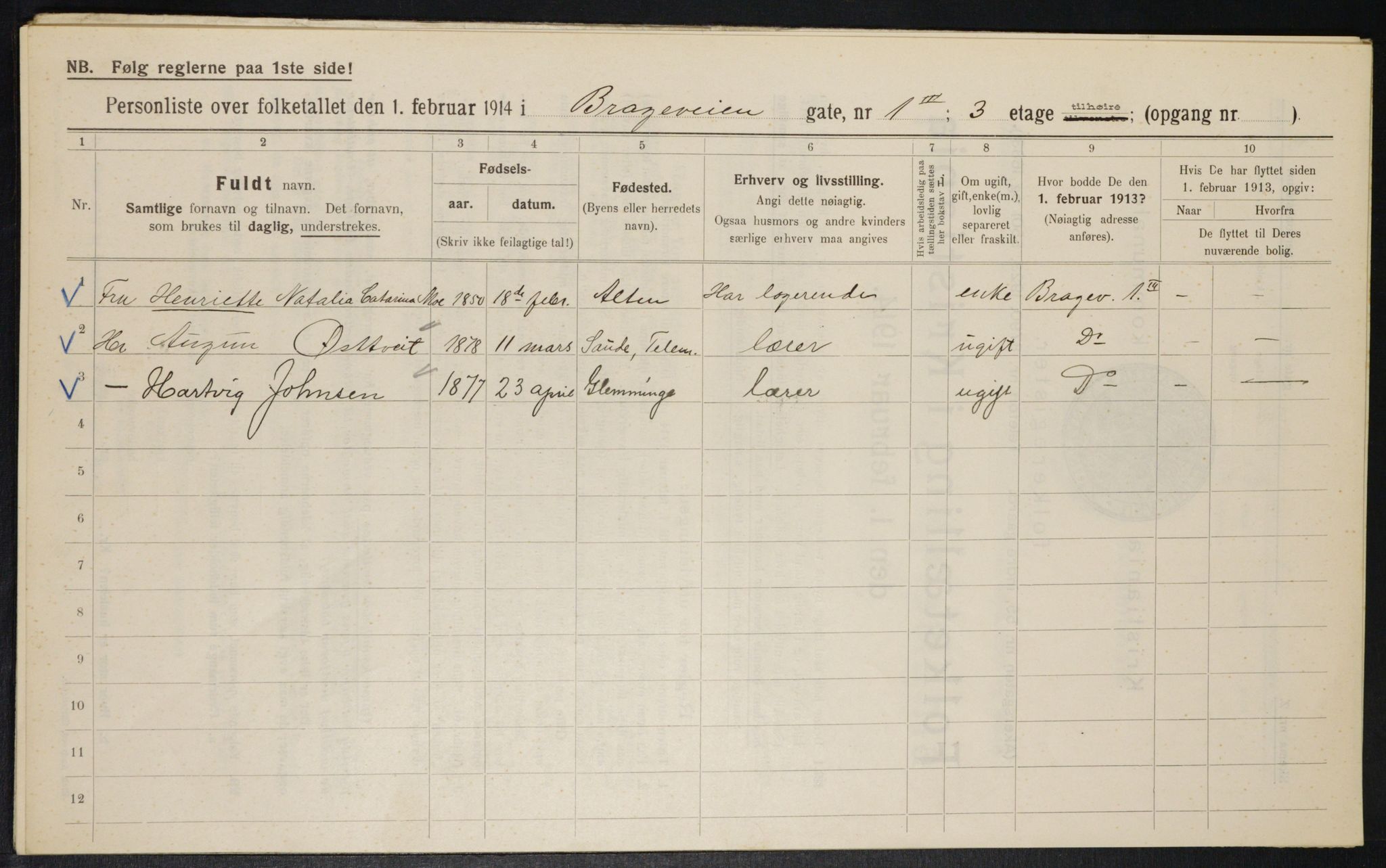 OBA, Municipal Census 1914 for Kristiania, 1914, p. 8071