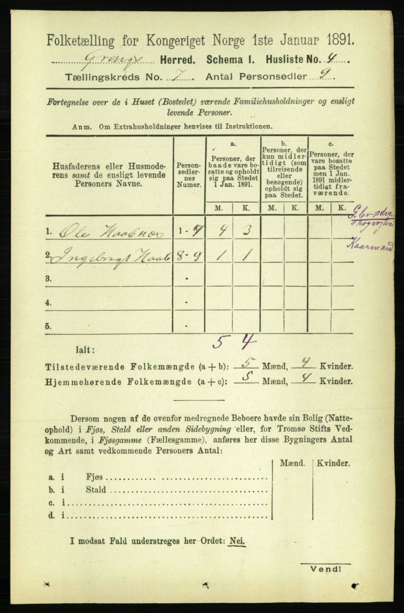 RA, 1891 census for 1742 Grong, 1891, p. 2549