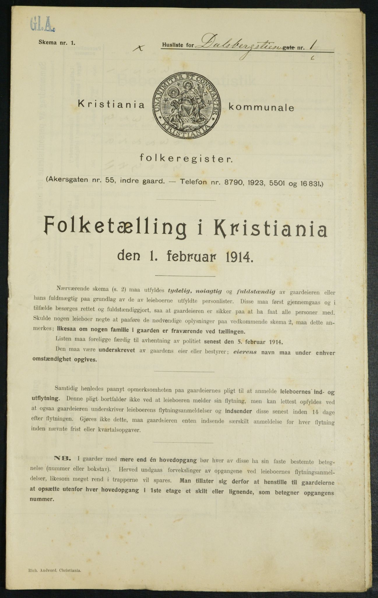 OBA, Municipal Census 1914 for Kristiania, 1914, p. 14162