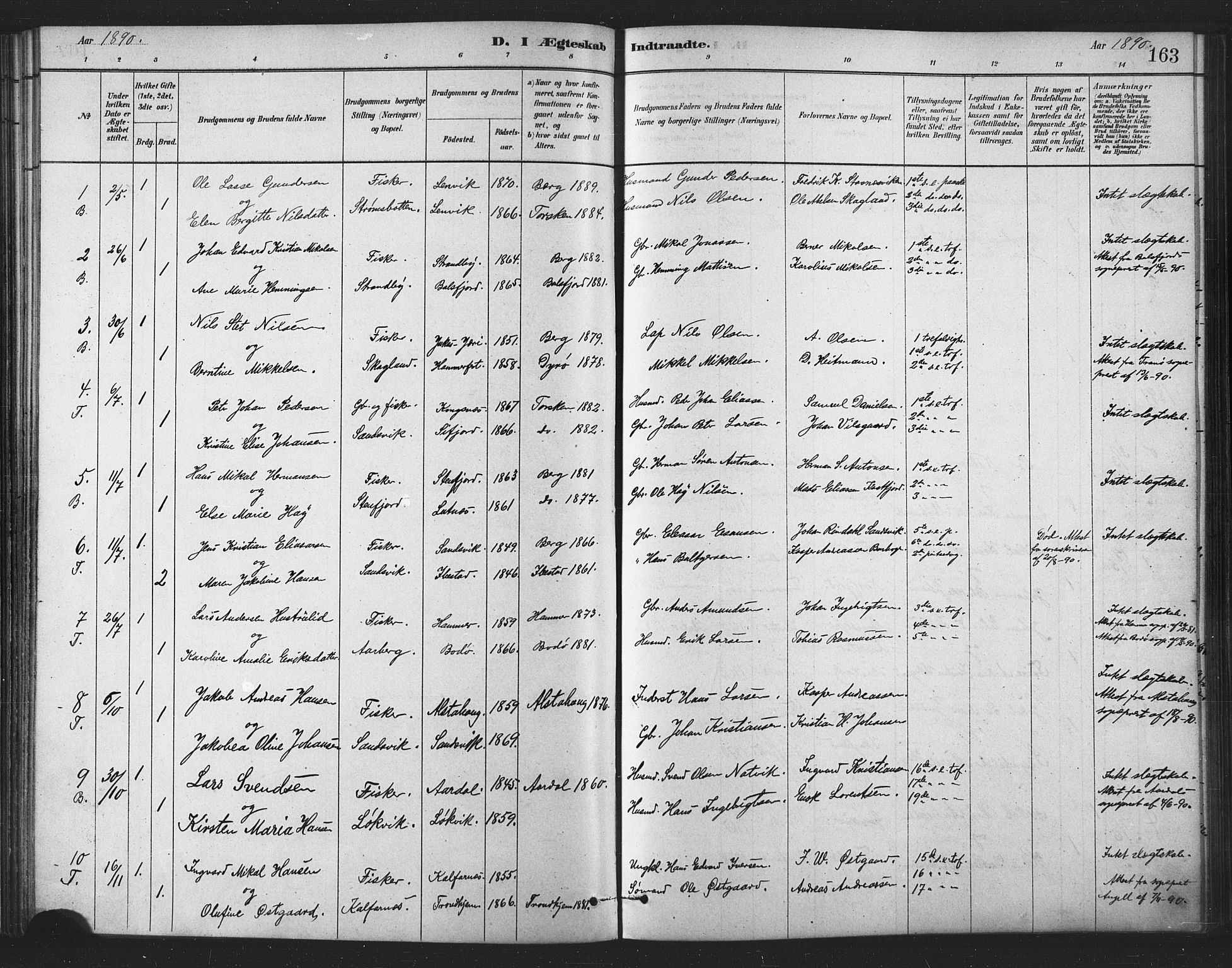 Berg sokneprestkontor, SATØ/S-1318/G/Ga/Gaa/L0004kirke: Parish register (official) no. 4, 1880-1894, p. 163