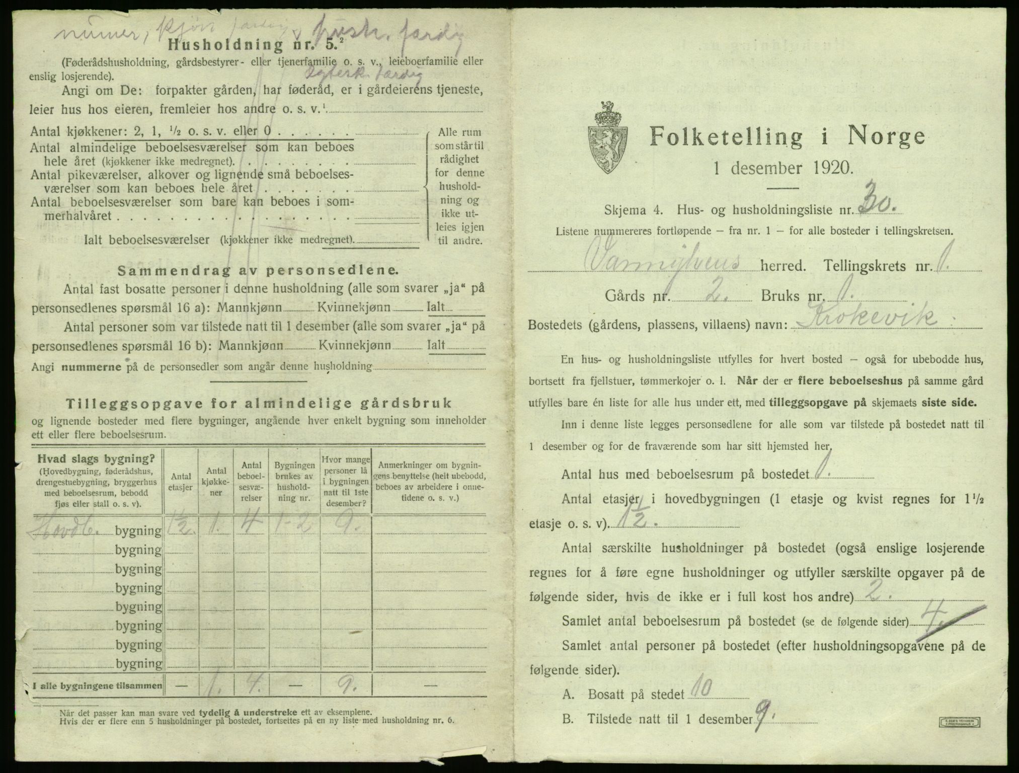 SAT, 1920 census for Vanylven, 1920, p. 91