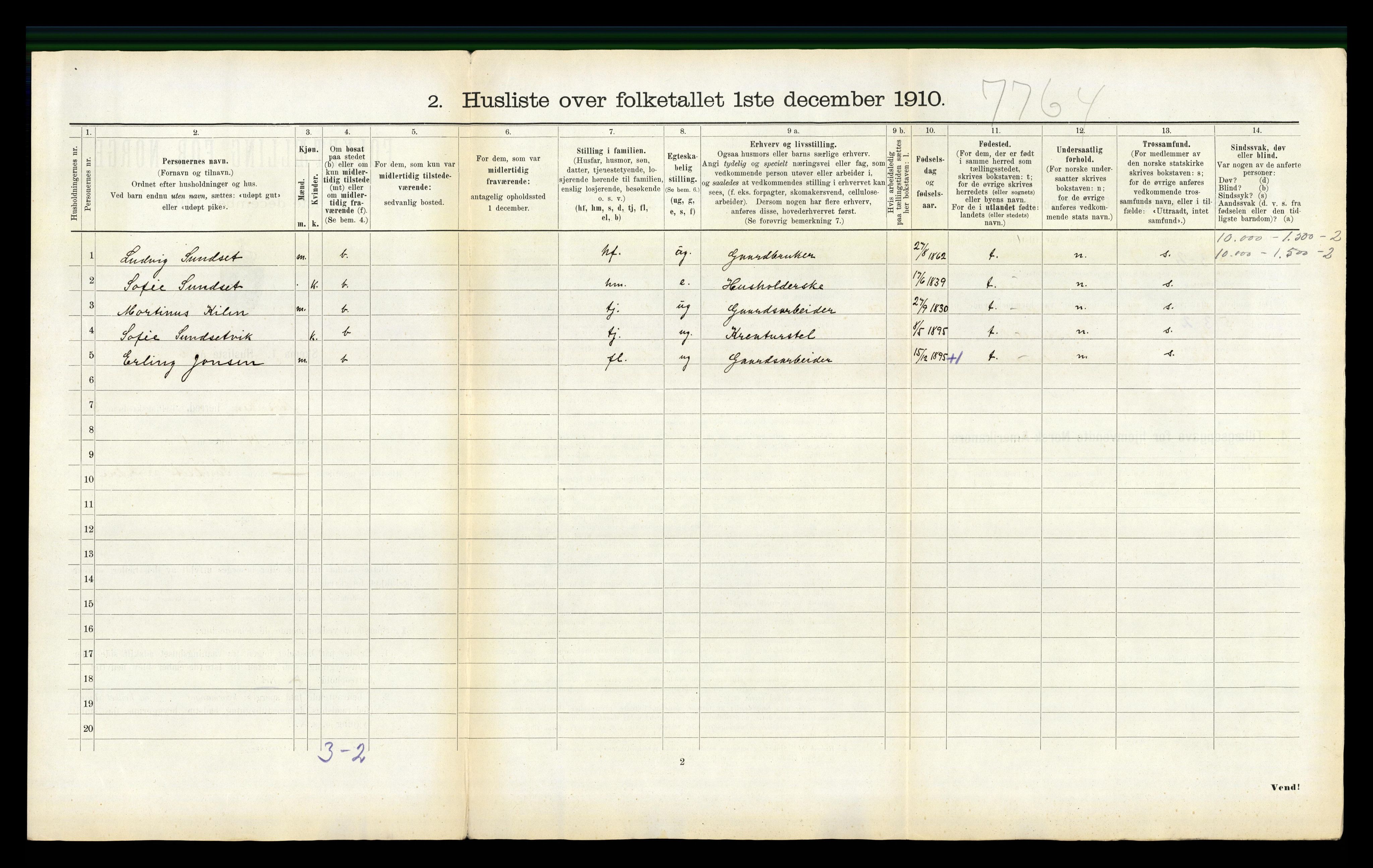 RA, 1910 census for Mosvik, 1910, p. 143