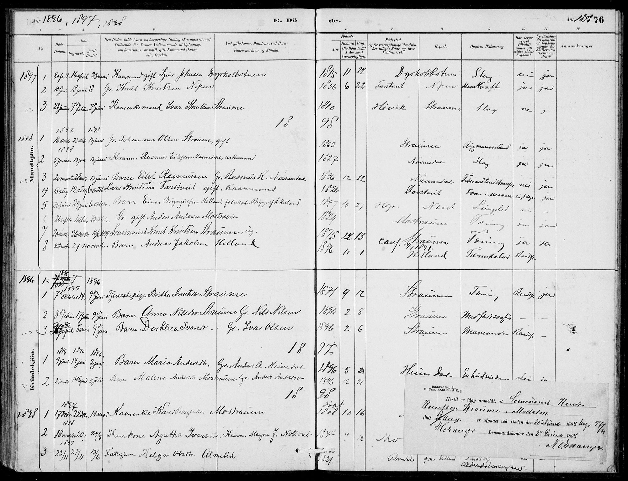 Hosanger sokneprestembete, SAB/A-75801/H/Haa: Parish register (official) no. C  1, 1880-1900, p. 76