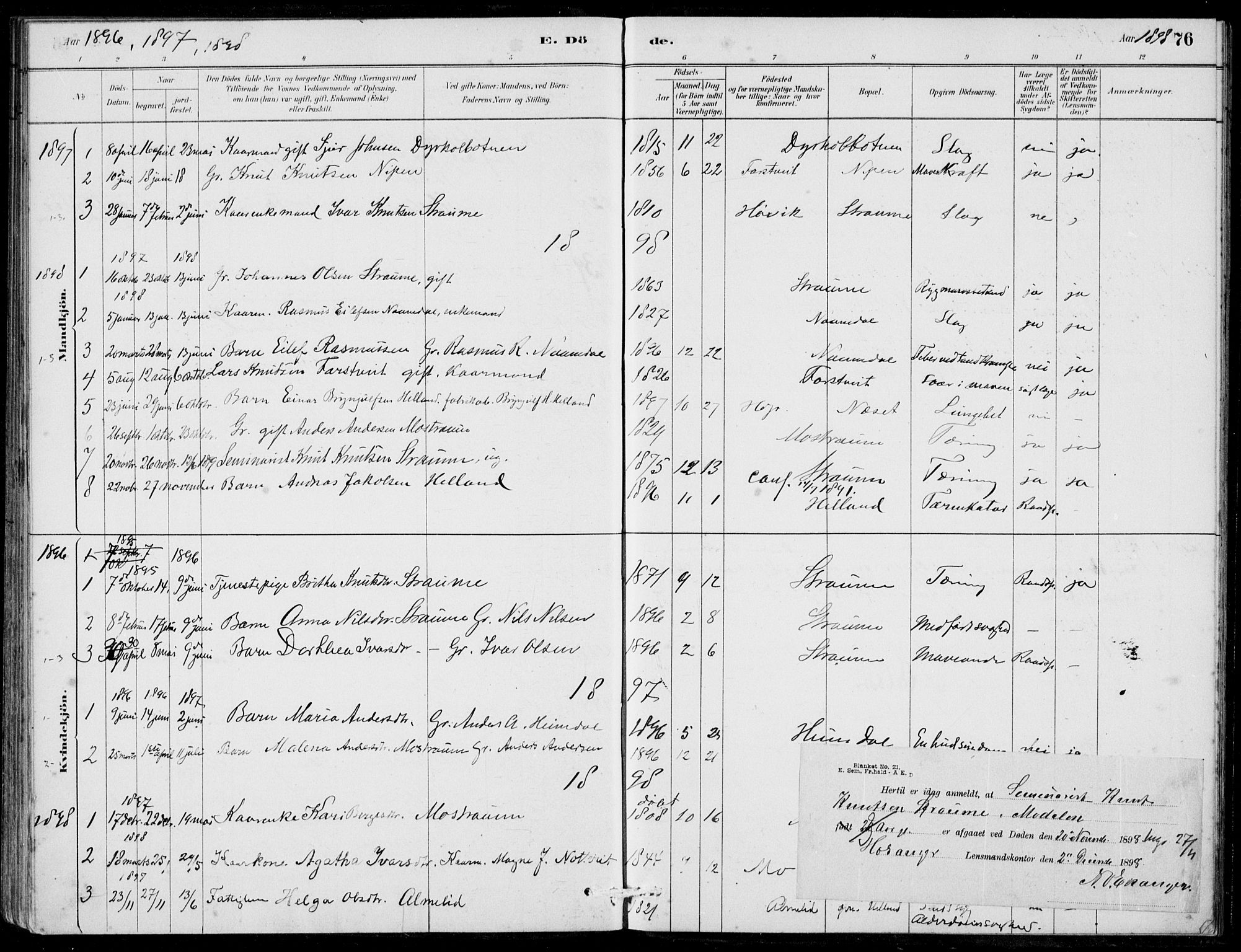 Hosanger sokneprestembete, AV/SAB-A-75801/H/Haa: Parish register (official) no. C  1, 1880-1900, p. 76