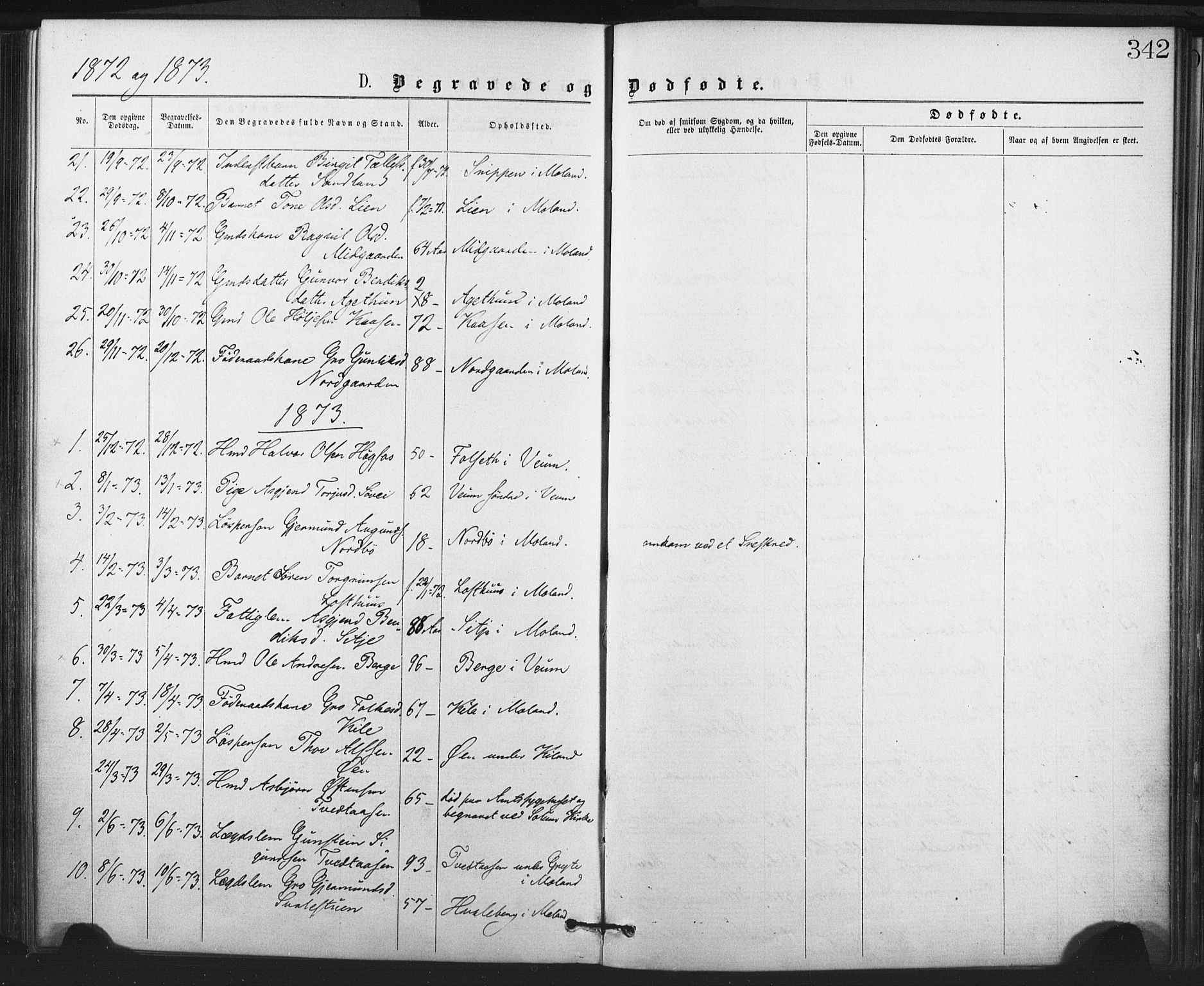 Fyresdal kirkebøker, SAKO/A-263/F/Fa/L0006: Parish register (official) no. I 6, 1872-1886, p. 342