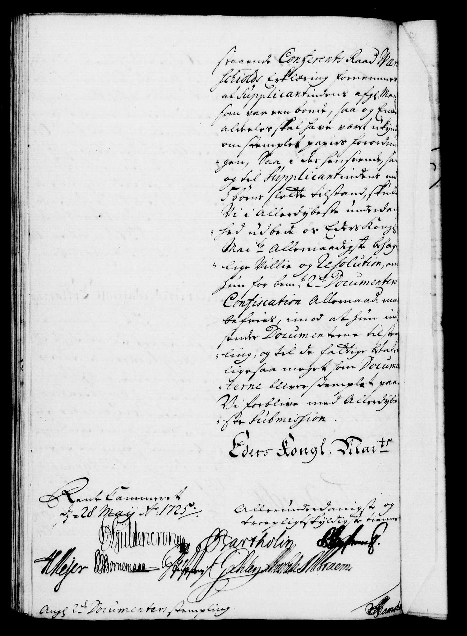 Rentekammeret, Kammerkanselliet, RA/EA-3111/G/Gf/Gfa/L0008: Norsk relasjons- og resolusjonsprotokoll (merket RK 52.8), 1725, p. 448