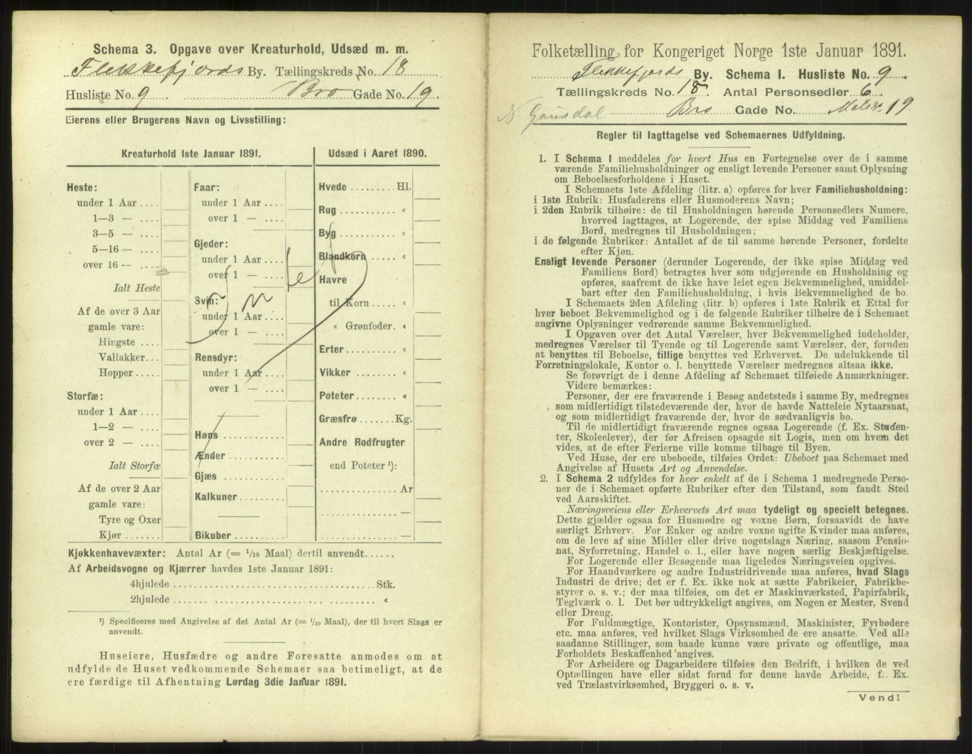 RA, 1891 census for 1004 Flekkefjord, 1891, p. 654