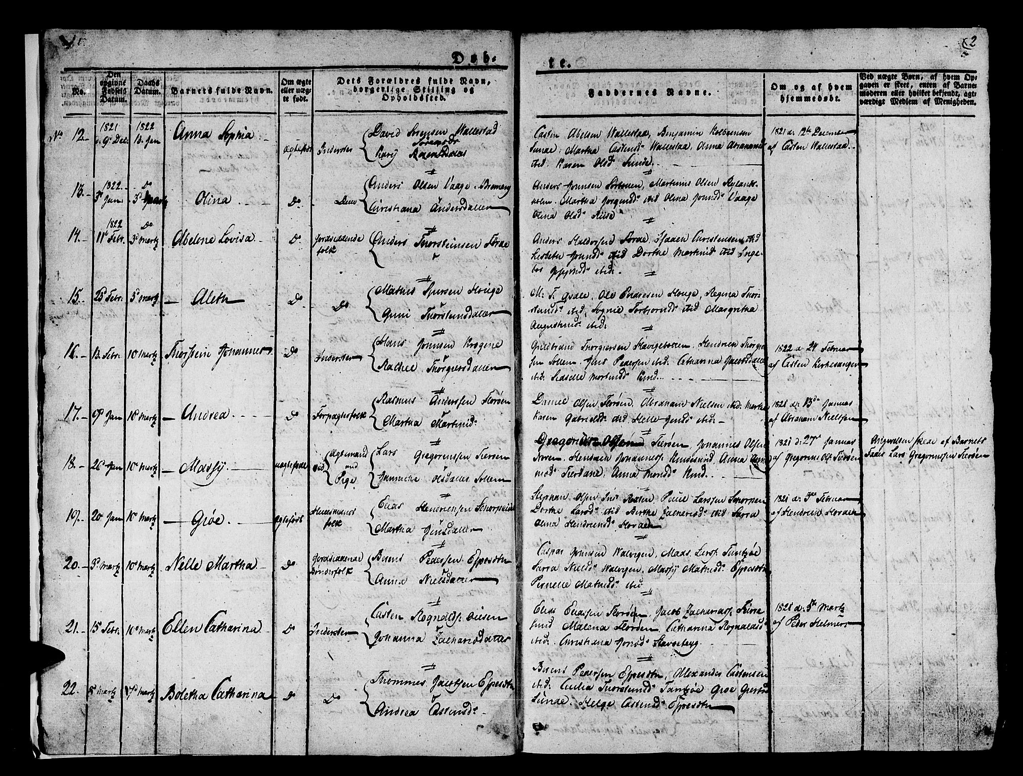 Kinn sokneprestembete, SAB/A-80801/H/Haa/Haaa/L0004/0001: Parish register (official) no. A 4I, 1822-1840, p. 2