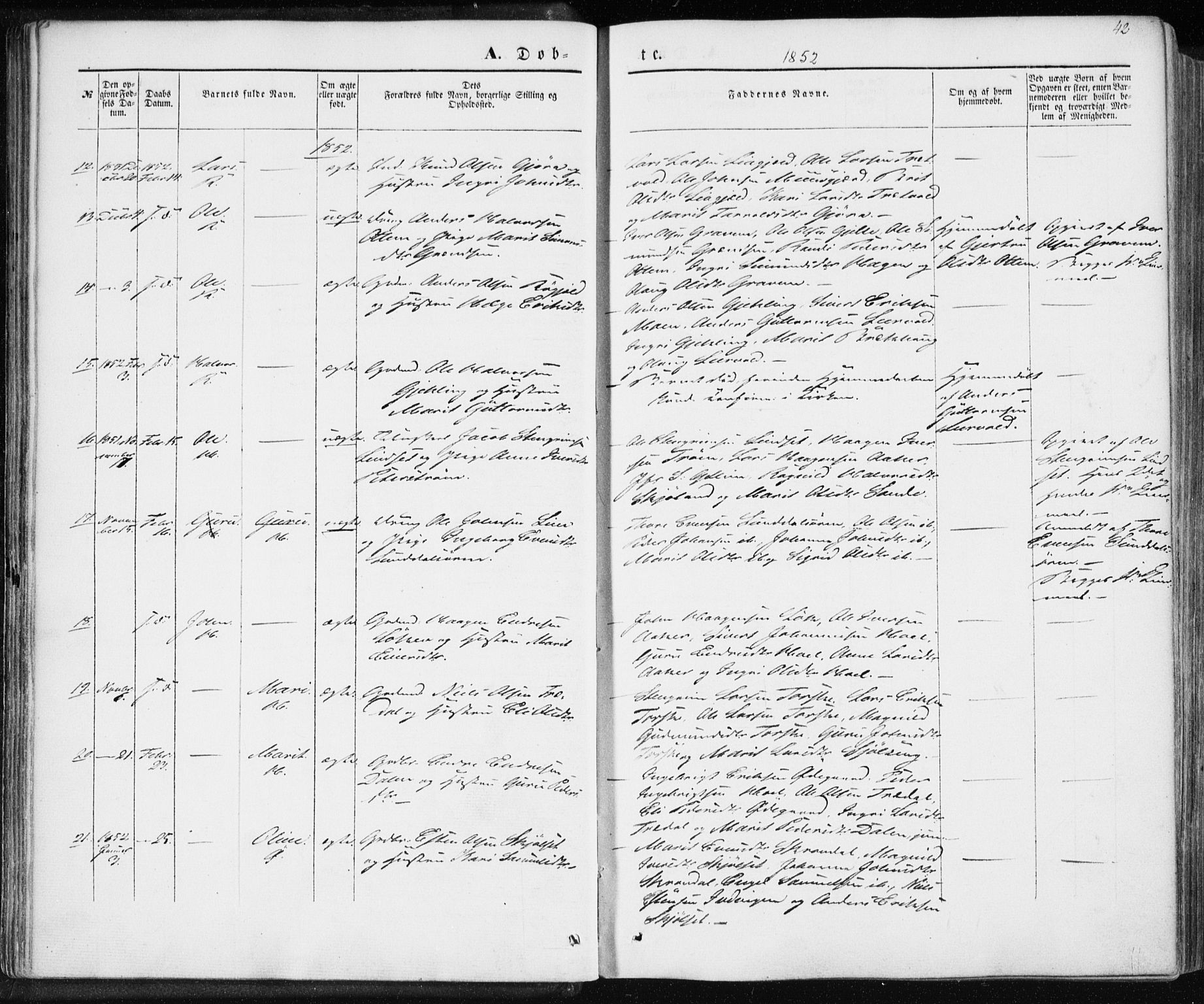 Ministerialprotokoller, klokkerbøker og fødselsregistre - Møre og Romsdal, SAT/A-1454/590/L1013: Parish register (official) no. 590A05, 1847-1877, p. 42