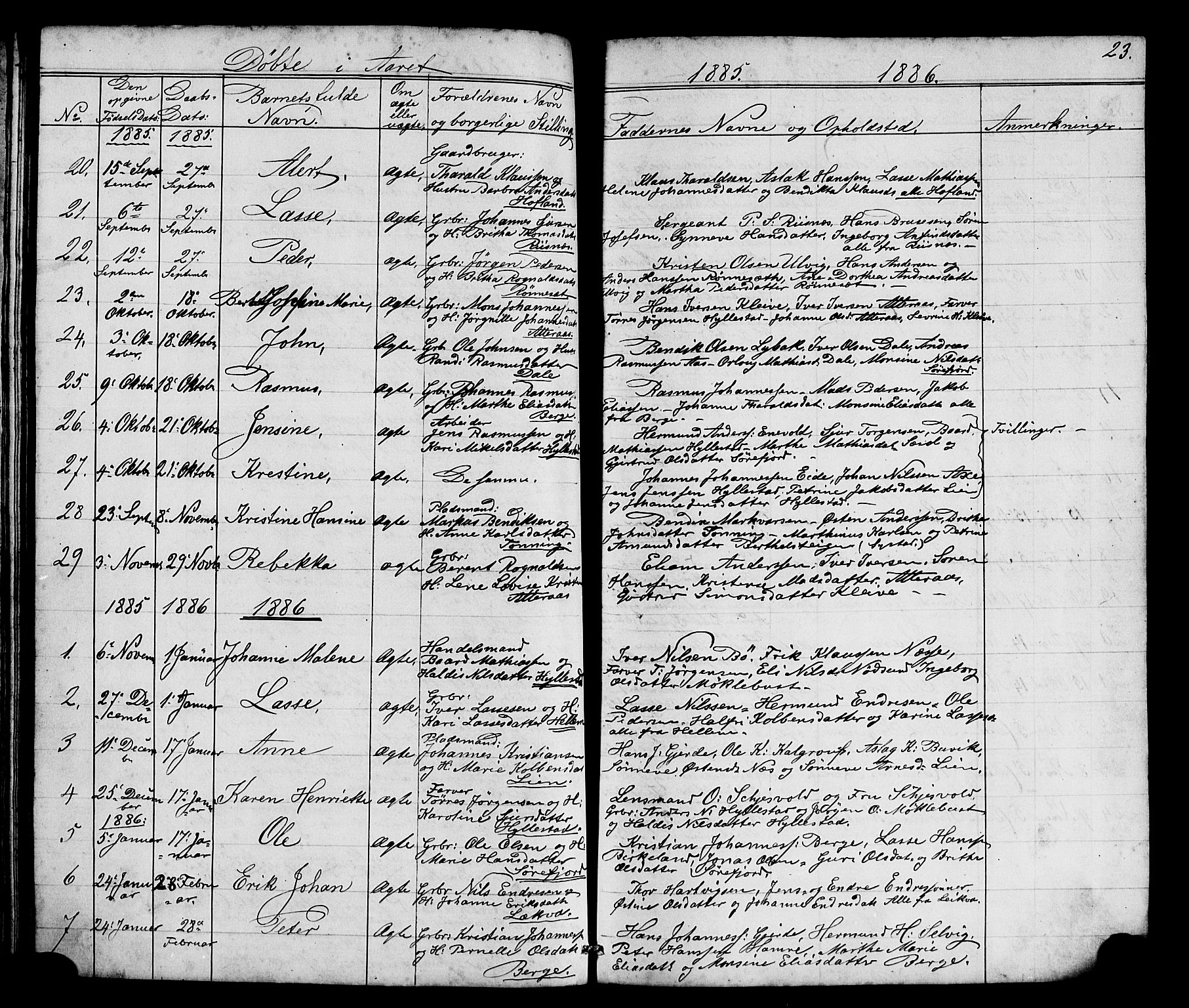 Hyllestad sokneprestembete, SAB/A-80401: Parish register (copy) no. A 2, 1876-1906, p. 23