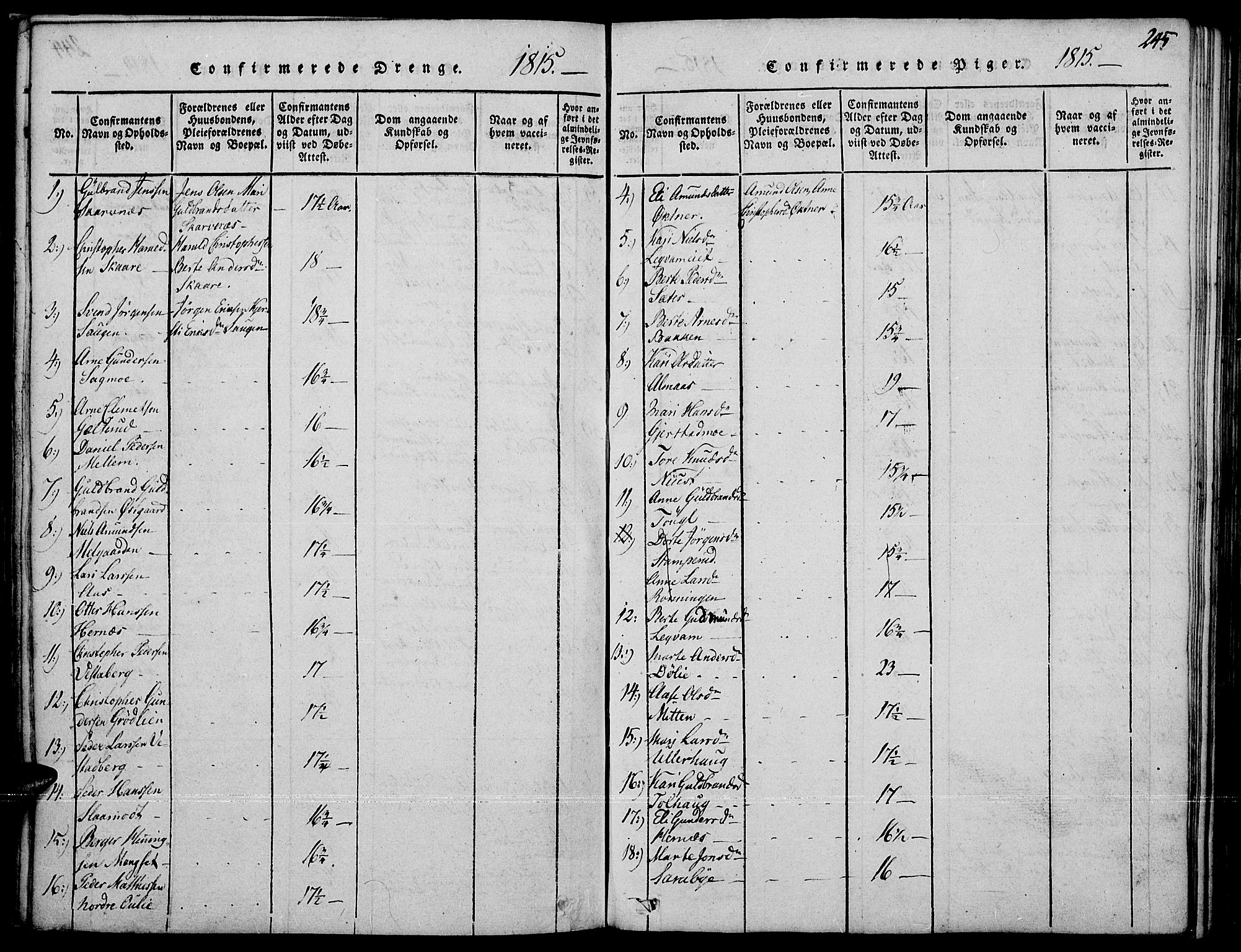 Strøm-Odalen prestekontor, AV/SAH-PREST-028/H/Ha/Haa/L0006: Parish register (official) no. 6, 1814-1850, p. 245