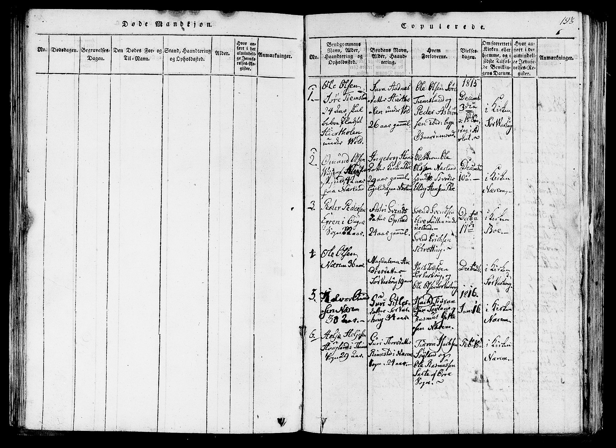 Hå sokneprestkontor, SAST/A-101801/001/30BA/L0003: Parish register (official) no. A 3, 1815-1825, p. 193
