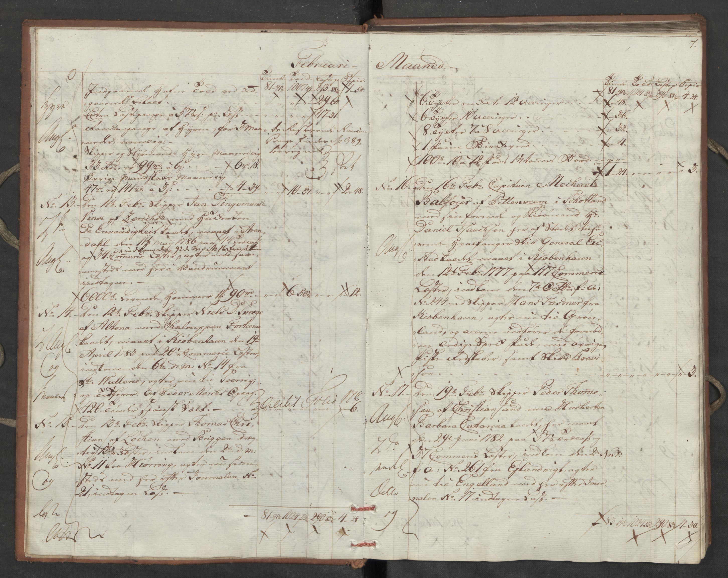 Generaltollkammeret, tollregnskaper, AV/RA-EA-5490/R16/L0111/0002: Tollregnskaper Kristiansand / Utgående hovedtollbok, 1790, p. 6b-7a