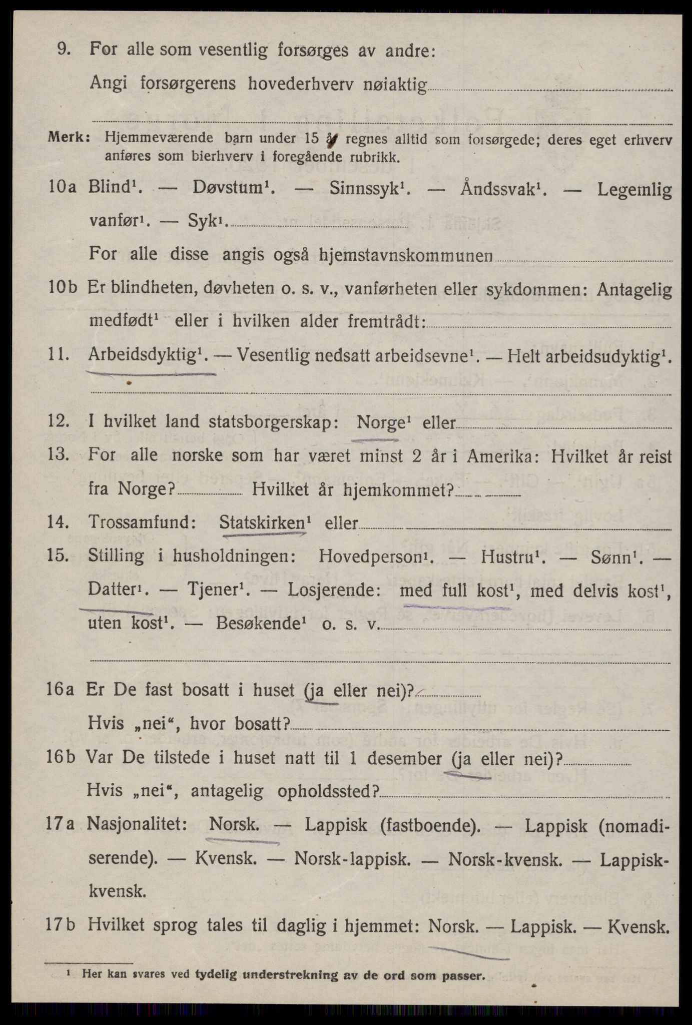 SAT, 1920 census for Leinstrand, 1920, p. 1570