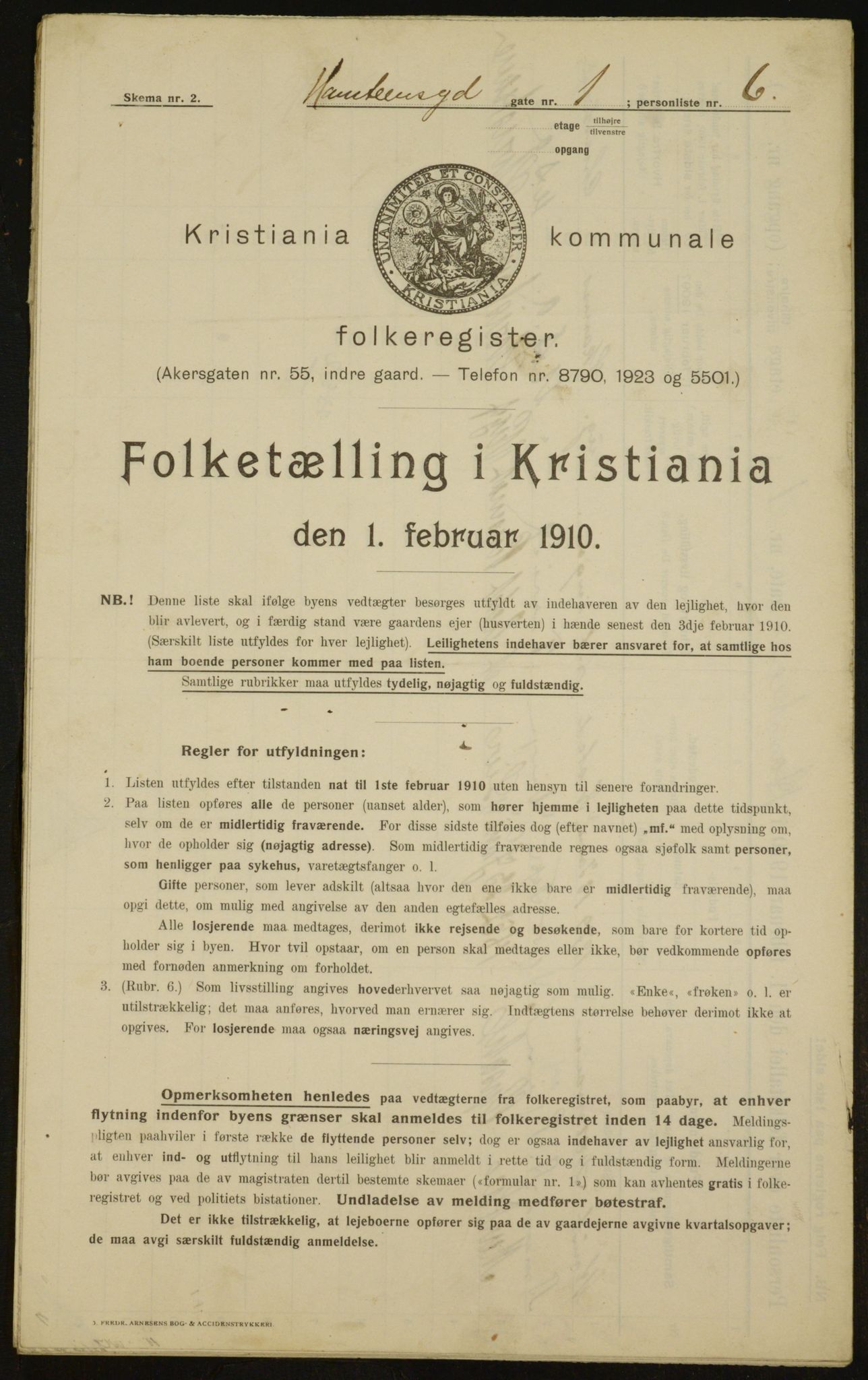 OBA, Municipal Census 1910 for Kristiania, 1910, p. 32588