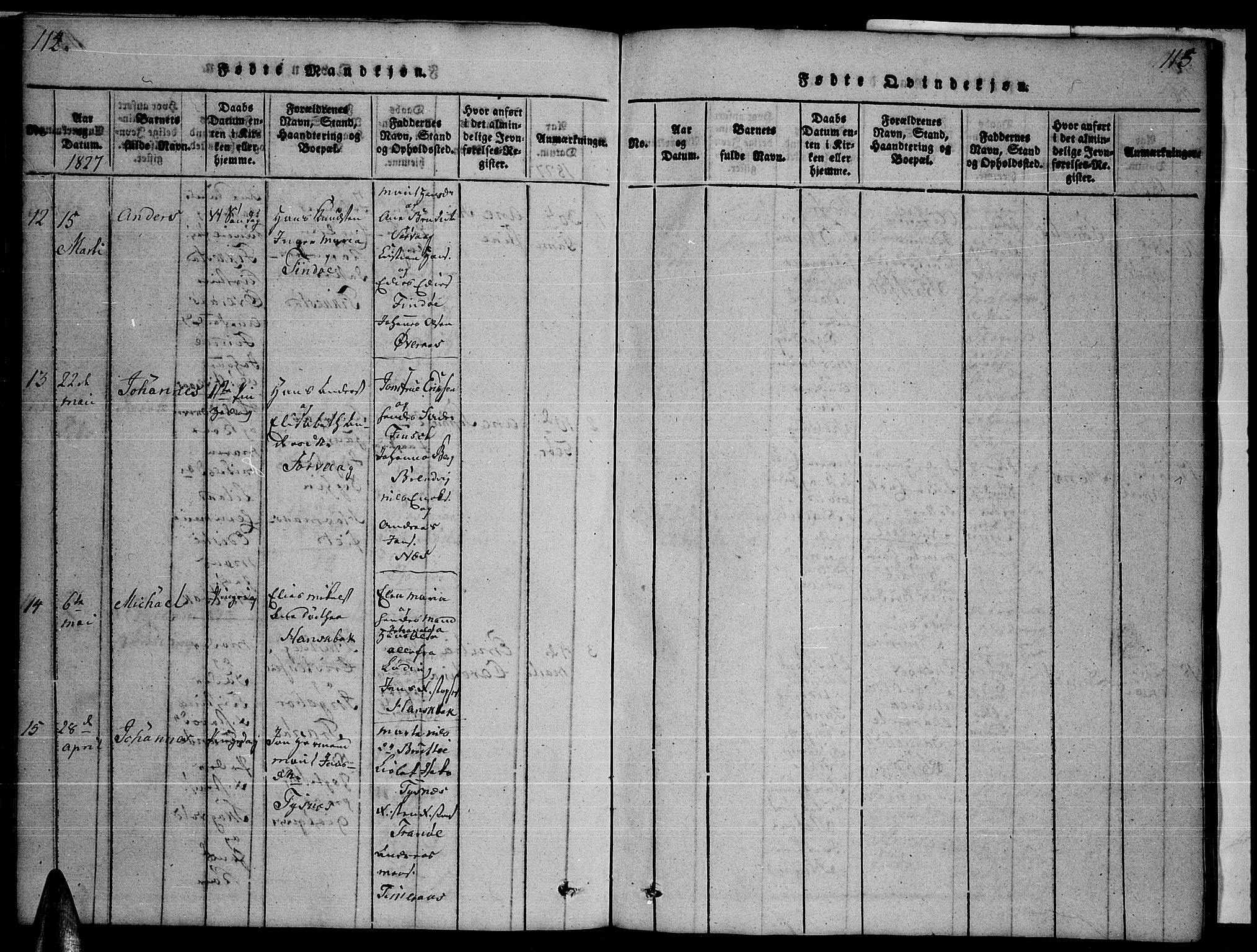 Ministerialprotokoller, klokkerbøker og fødselsregistre - Nordland, AV/SAT-A-1459/859/L0855: Parish register (copy) no. 859C01, 1821-1839, p. 114-115