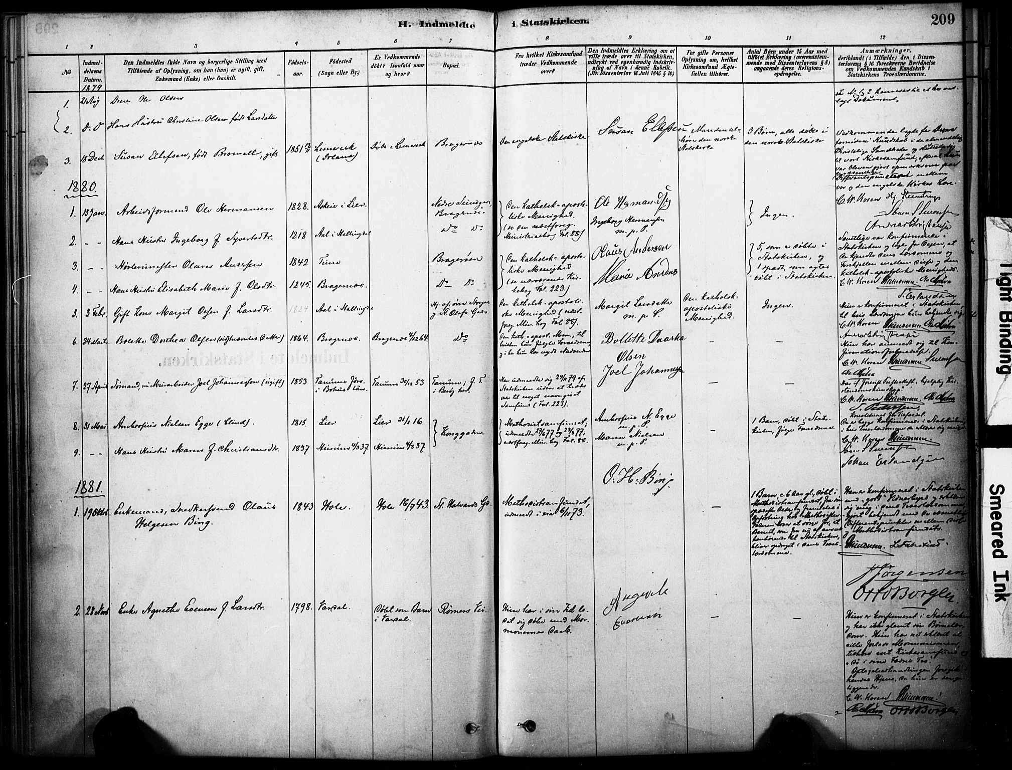 Bragernes kirkebøker, AV/SAKO-A-6/F/Fc/L0005: Parish register (official) no. III 5, 1878-1890, p. 209