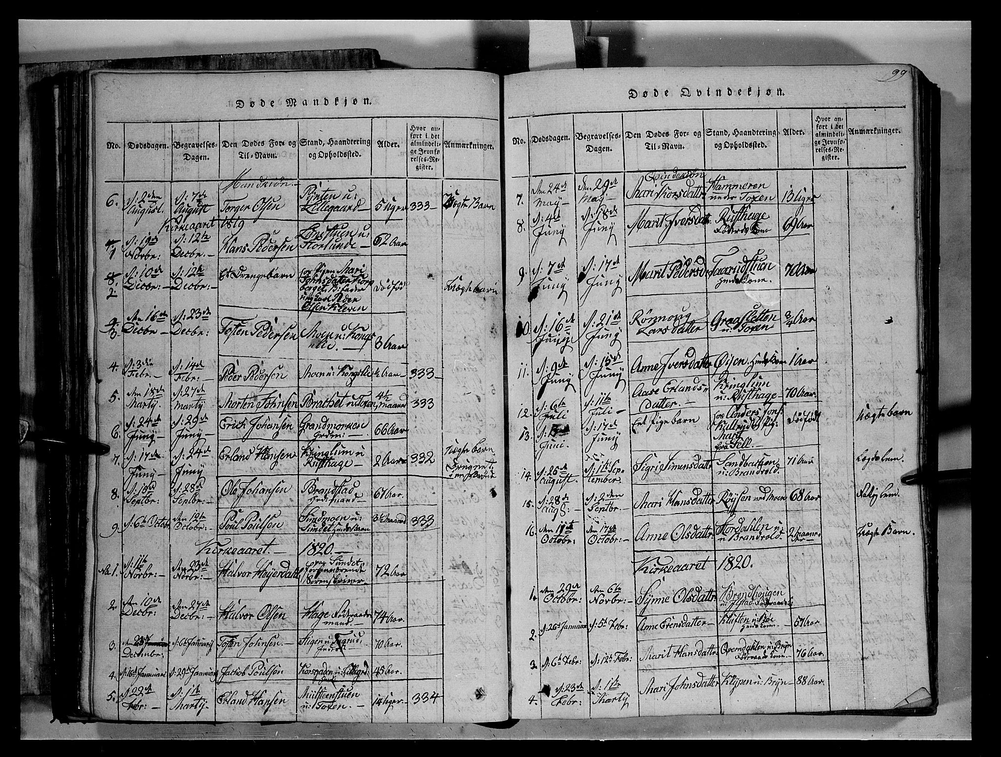 Fron prestekontor, AV/SAH-PREST-078/H/Ha/Hab/L0004: Parish register (copy) no. 4, 1816-1850, p. 99