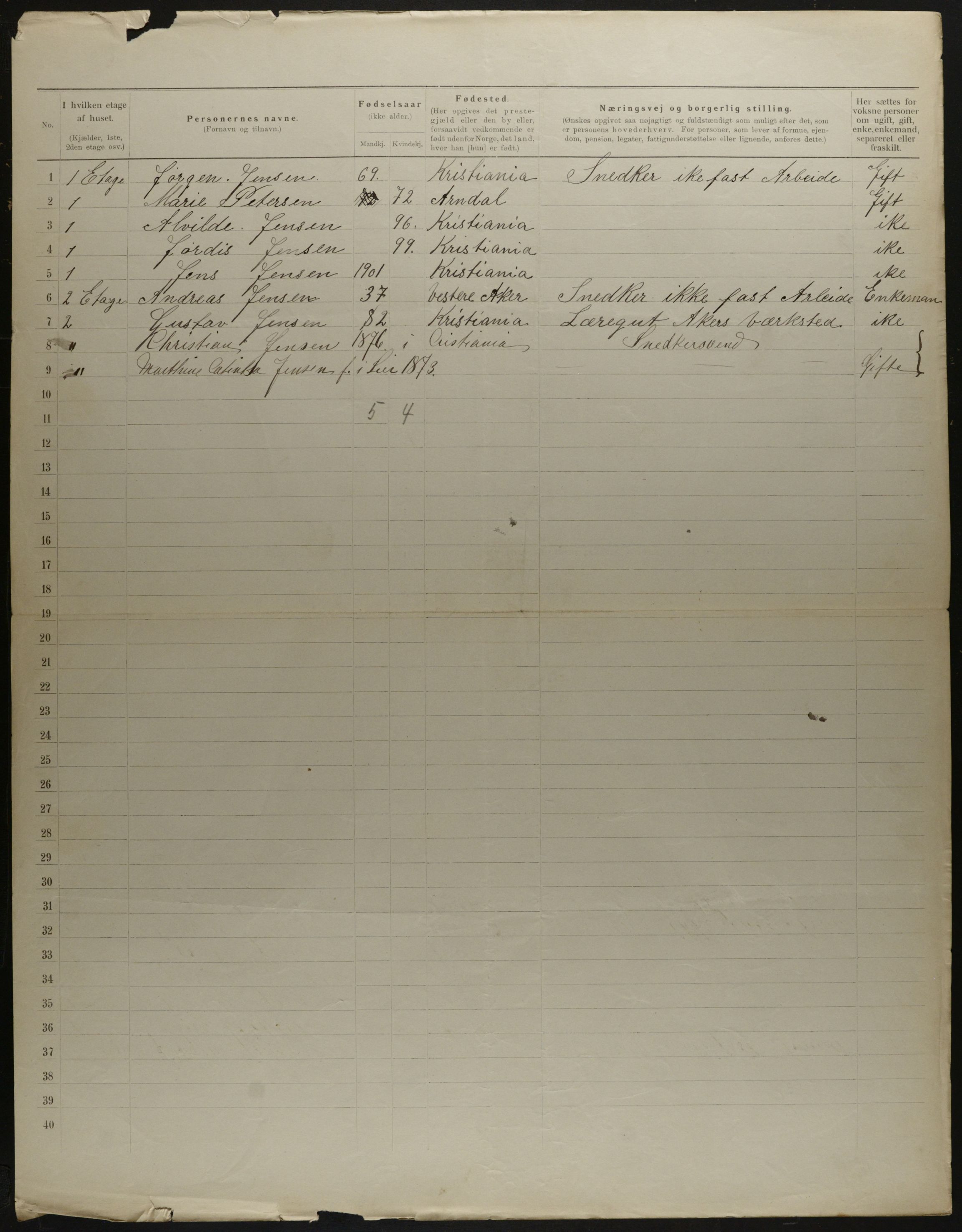 OBA, Municipal Census 1901 for Kristiania, 1901, p. 15340