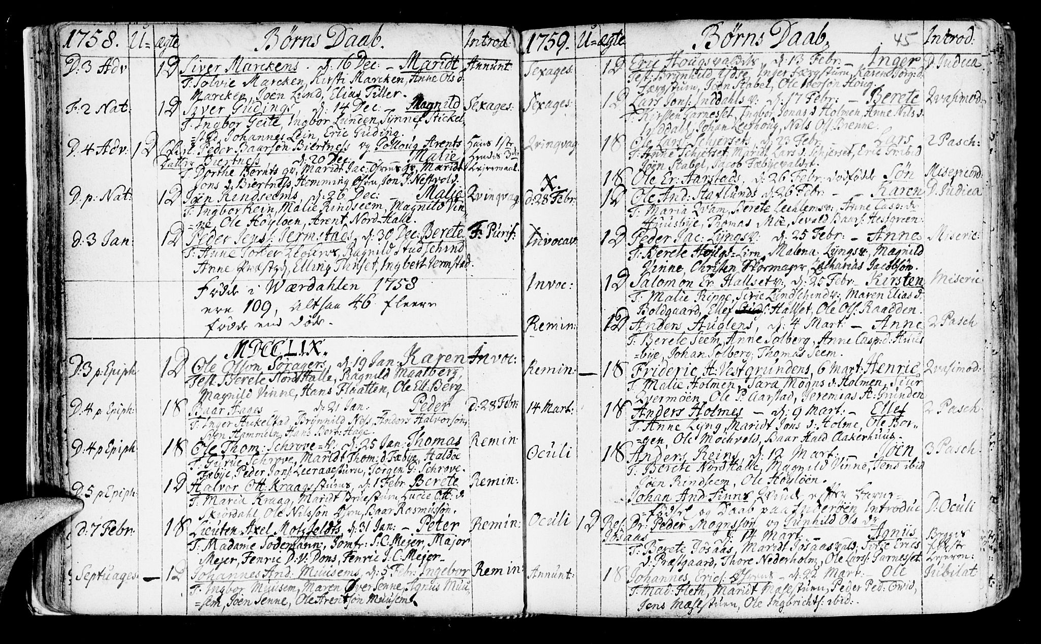 Ministerialprotokoller, klokkerbøker og fødselsregistre - Nord-Trøndelag, SAT/A-1458/723/L0231: Parish register (official) no. 723A02, 1748-1780, p. 45