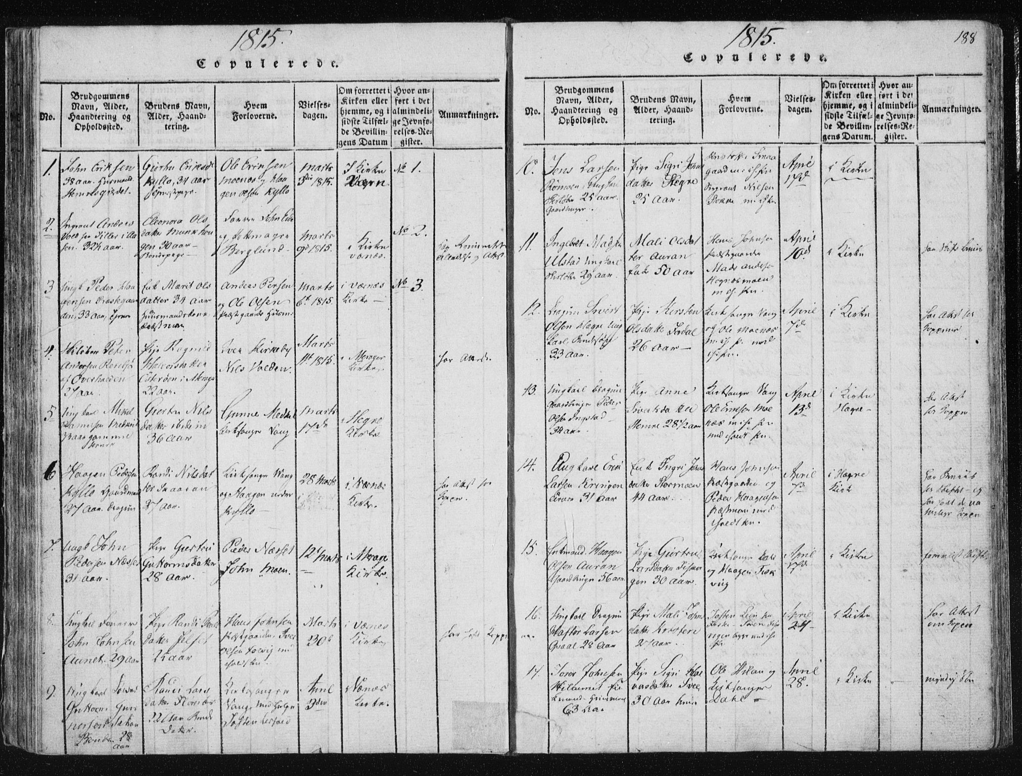 Ministerialprotokoller, klokkerbøker og fødselsregistre - Nord-Trøndelag, SAT/A-1458/709/L0061: Parish register (official) no. 709A08 /1, 1815-1819, p. 188