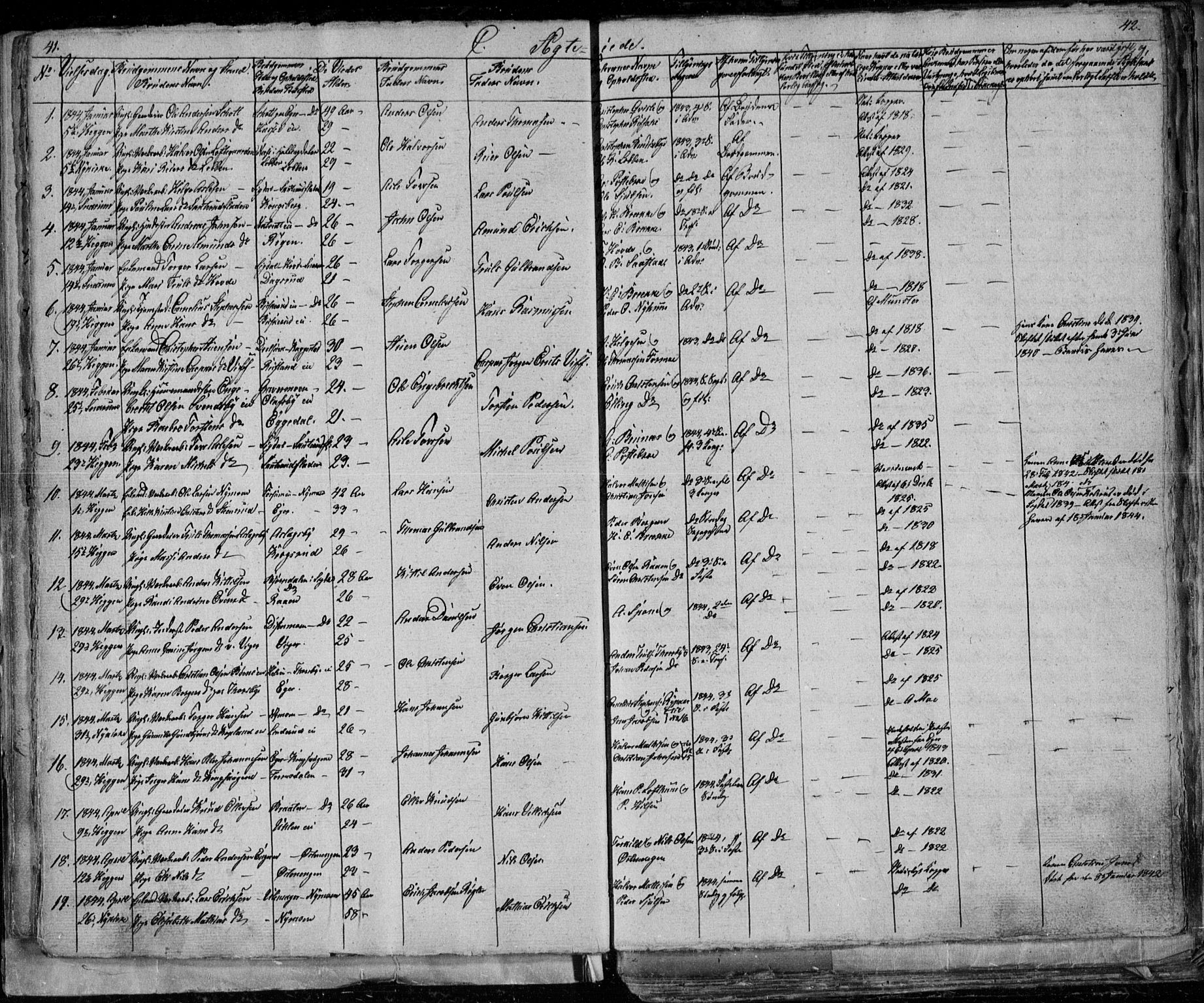 Modum kirkebøker, SAKO/A-234/G/Ga/L0004: Parish register (copy) no. I 4, 1843-1846, p. 41-42