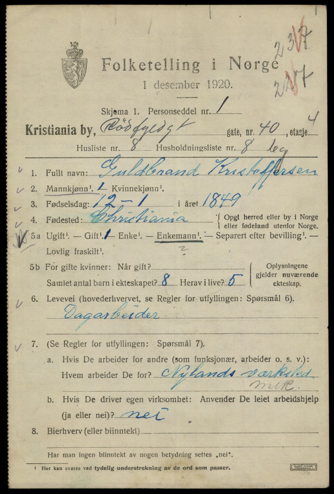 SAO, 1920 census for Kristiania, 1920, p. 476889