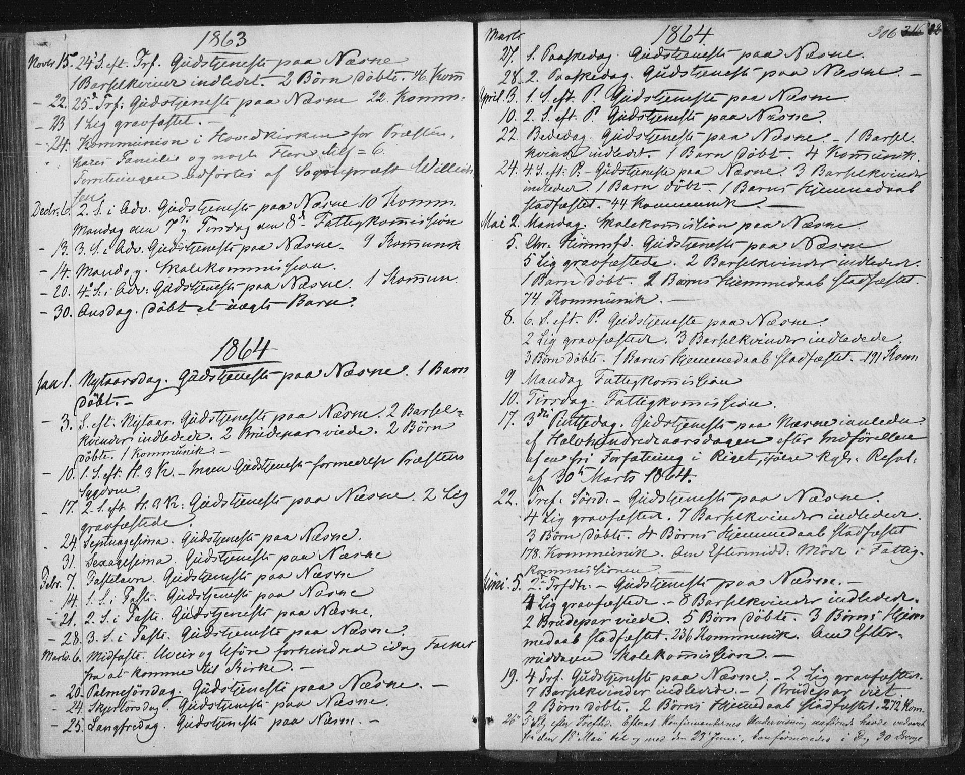 Ministerialprotokoller, klokkerbøker og fødselsregistre - Nordland, AV/SAT-A-1459/838/L0550: Parish register (official) no. 838A08, 1855-1865, p. 306