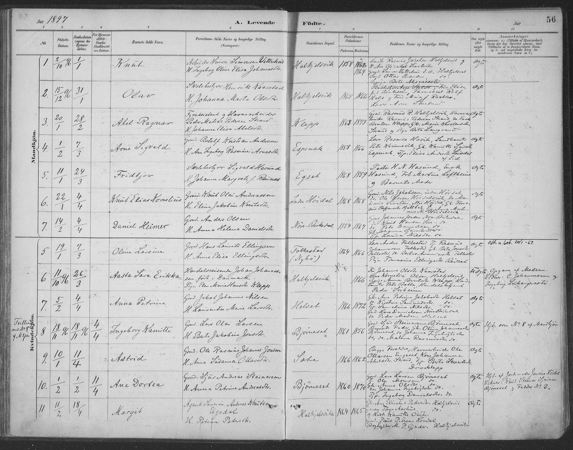 Ministerialprotokoller, klokkerbøker og fødselsregistre - Møre og Romsdal, AV/SAT-A-1454/511/L0142: Parish register (official) no. 511A09, 1891-1905, p. 56