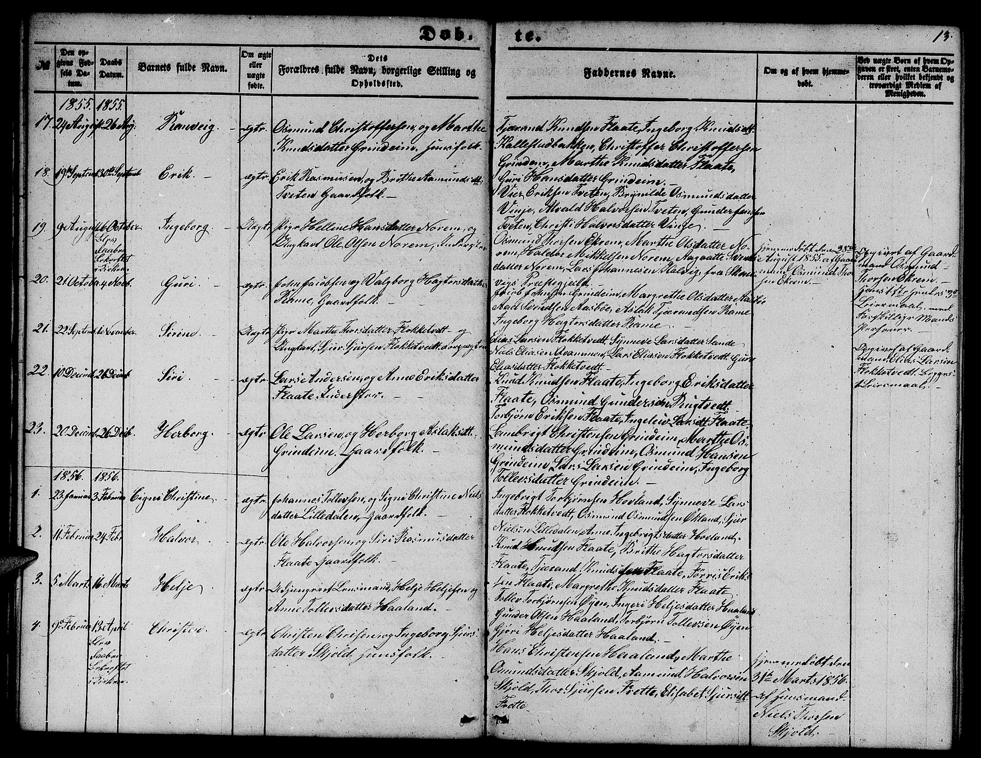 Etne sokneprestembete, SAB/A-75001/H/Hab: Parish register (copy) no. C 2, 1851-1865, p. 13