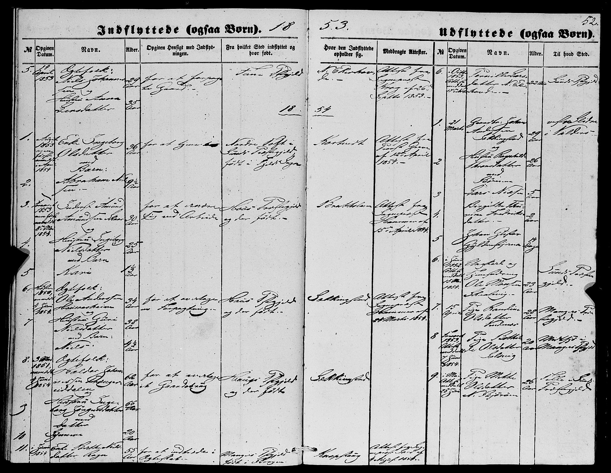 Fjell sokneprestembete, SAB/A-75301/H/Haa: Parish register (official) no. A 4, 1851-1870, p. 52