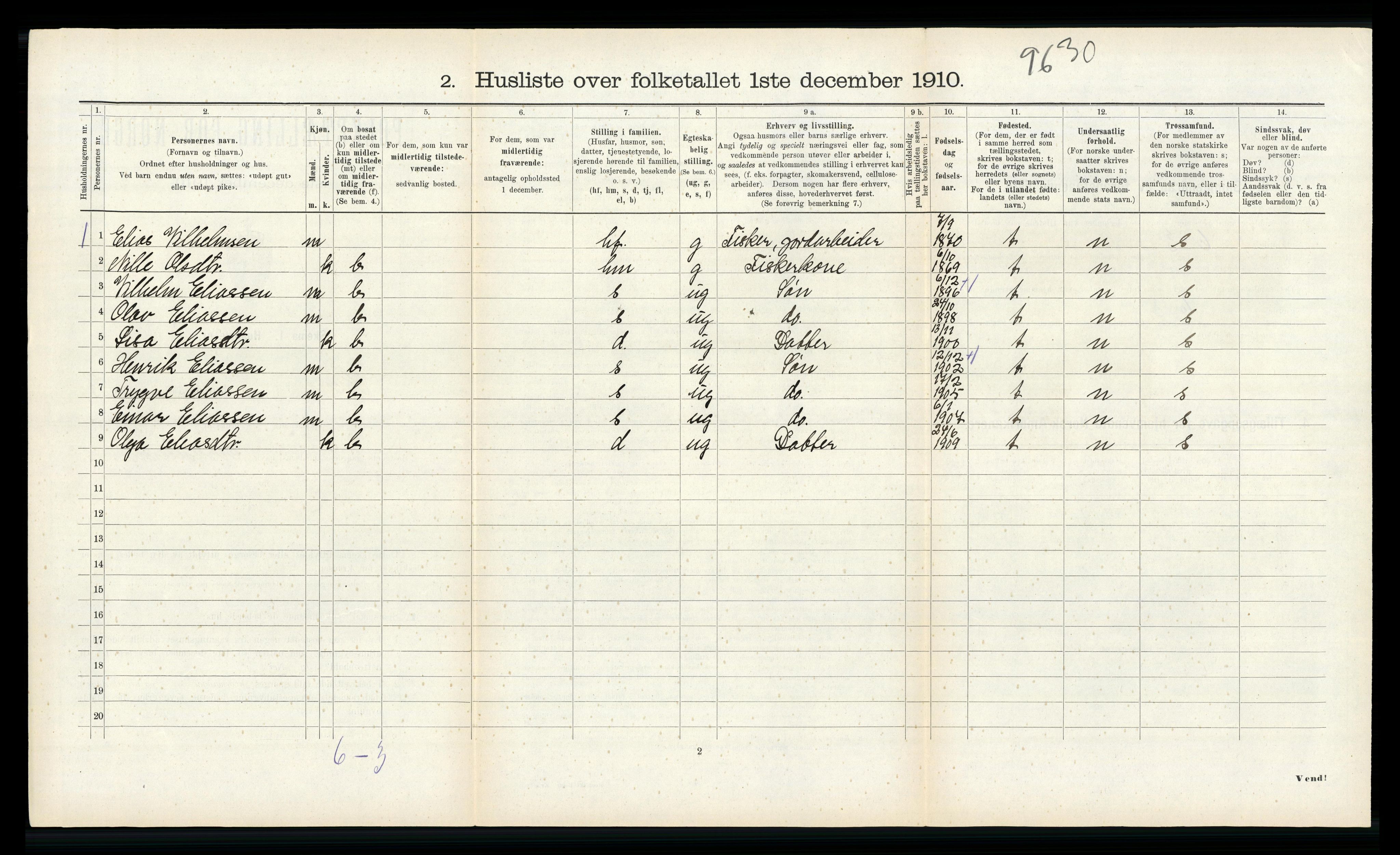 RA, 1910 census for Kinn, 1910, p. 443