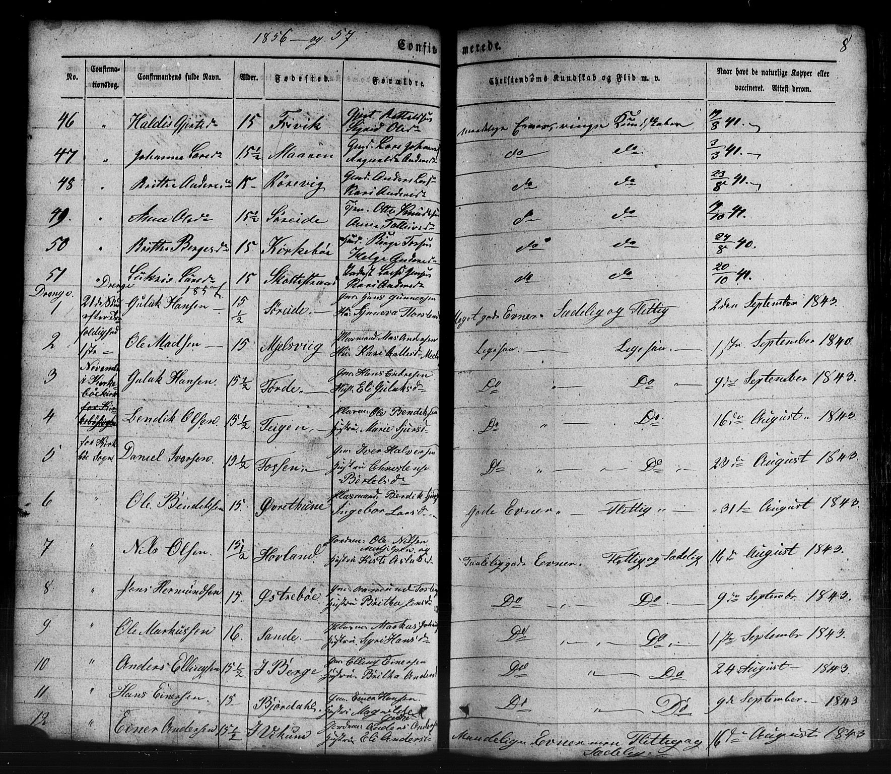 Lavik sokneprestembete, AV/SAB-A-80901: Parish register (copy) no. B 1, 1854-1881, p. 8