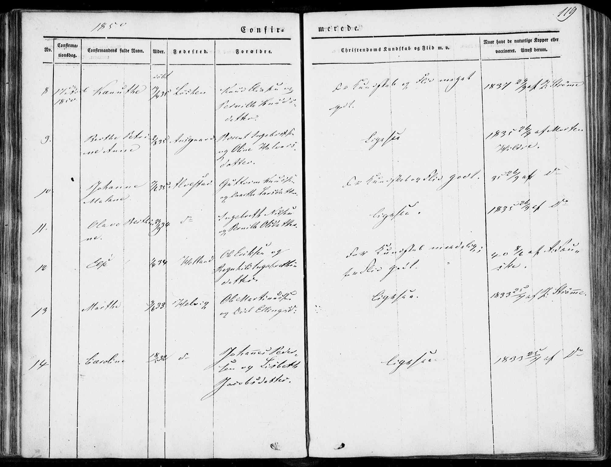 Ministerialprotokoller, klokkerbøker og fødselsregistre - Møre og Romsdal, SAT/A-1454/536/L0497: Parish register (official) no. 536A06, 1845-1865, p. 119