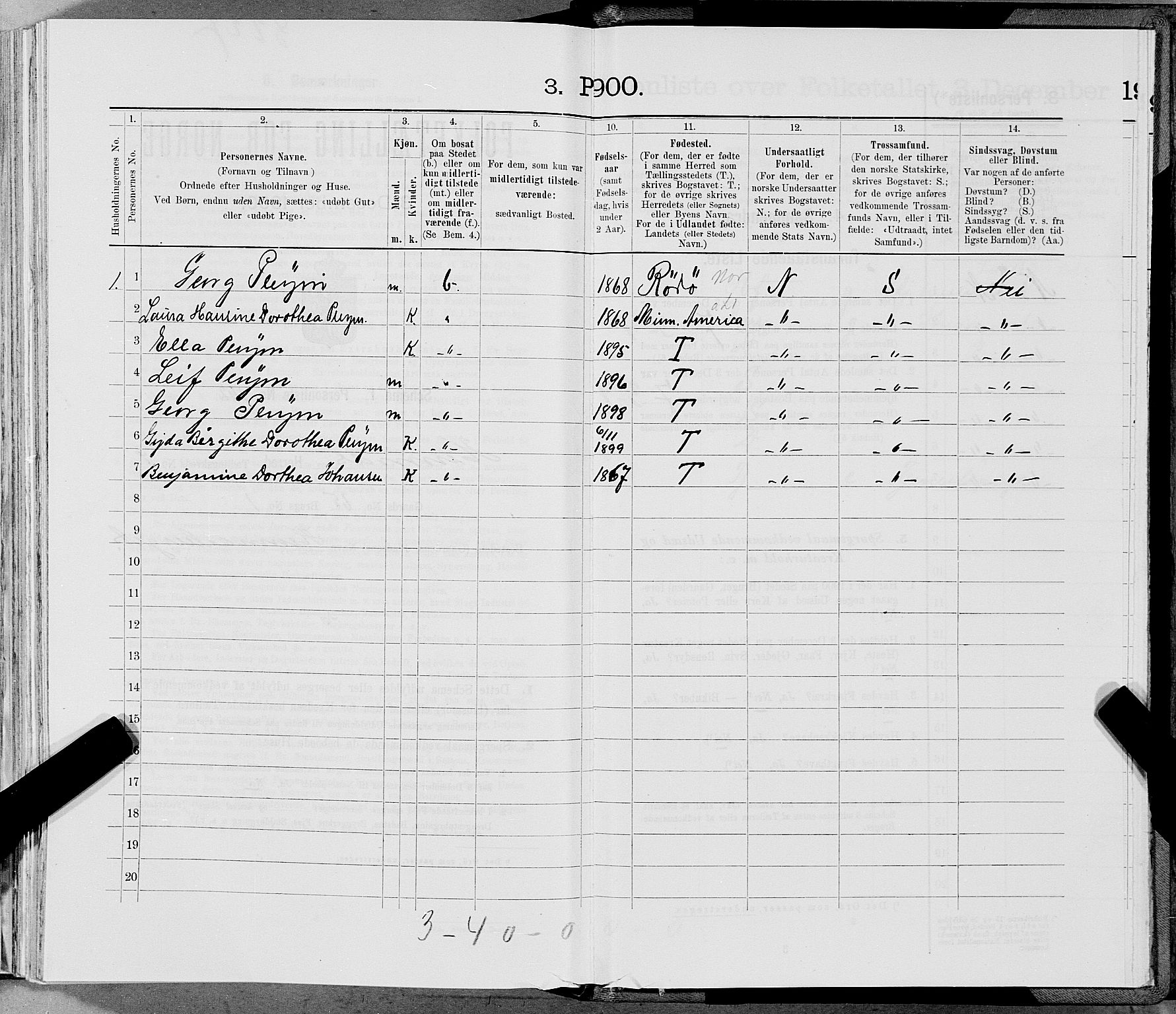 SAT, 1900 census for Hemnes, 1900, p. 1310