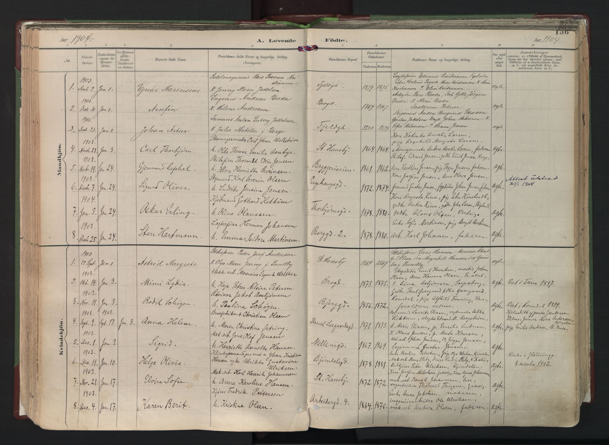 Fredrikstad domkirkes prestekontor Kirkebøker, SAO/A-10906/F/Fa/L0006: Parish register (official) no. I 6, 1894-1914, p. 156